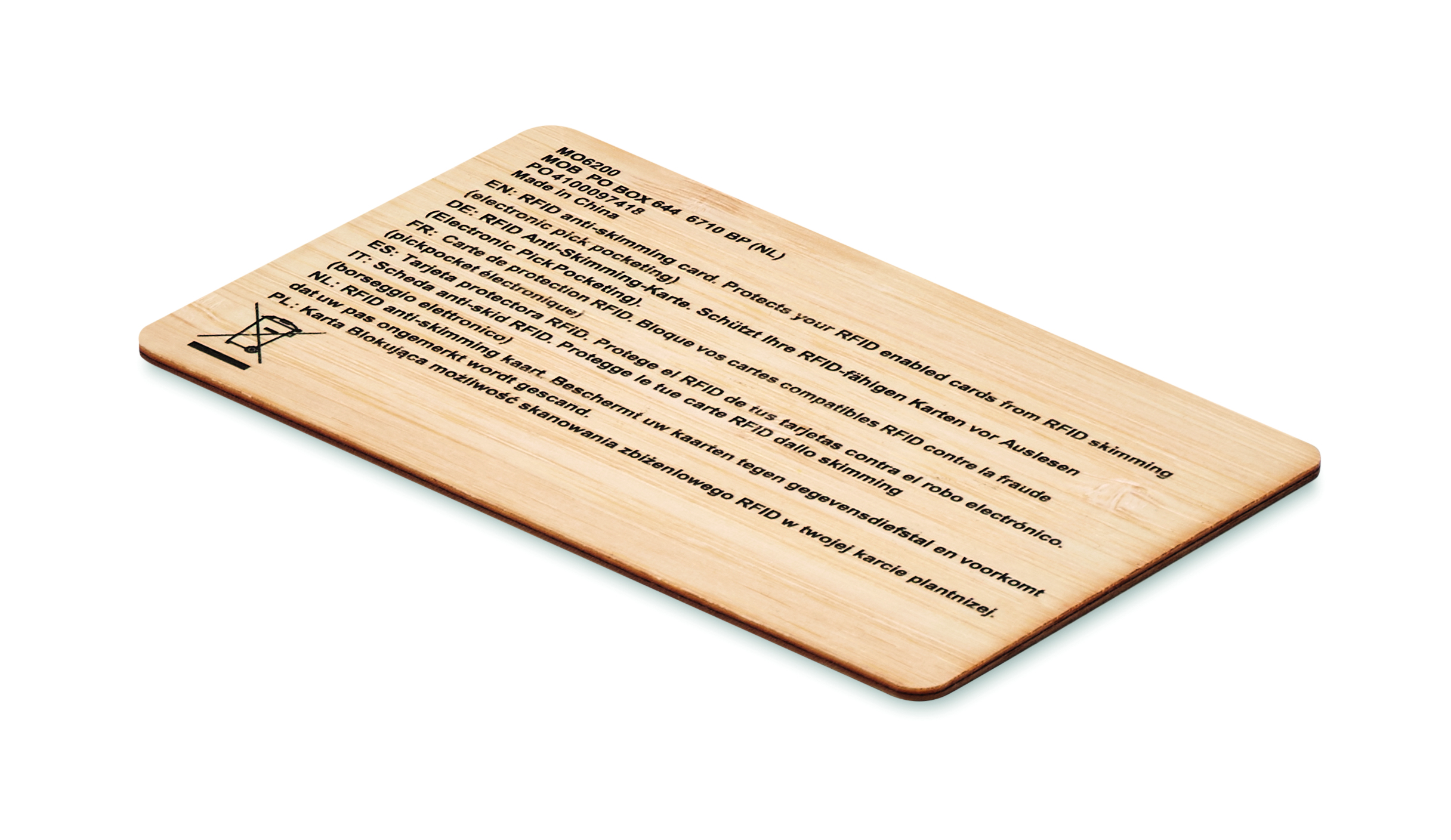 Holzbrett, Kartenhülle, RFID-Schutz, Holzoptik, Brett