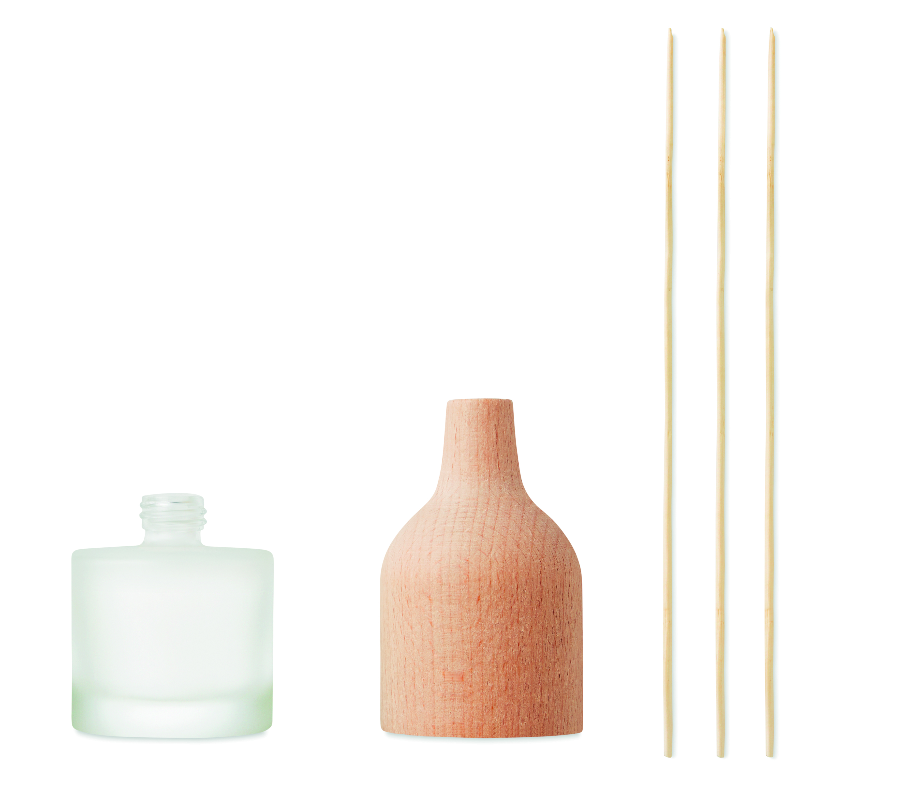 Miniaturflasche, Holzvase, Glasflasche, Schilfrohr, Dekorationsset
