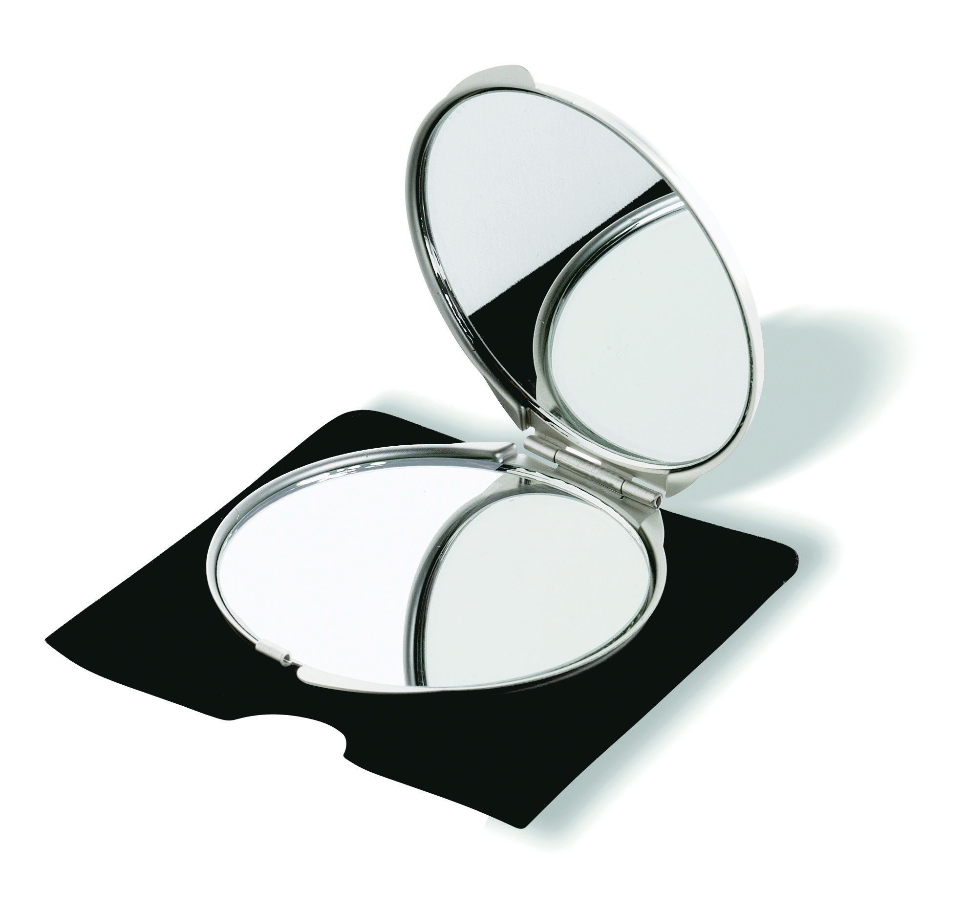 Spiegel, Kosmetikspiegel, Rund, Vergrößerung, Metall, Spiegel, kompakt, faltbar, doppelseitig, silbern, Make-up Spiegel, Kompaktspiegel, Silberner Spiegel, Doppelseitig, tragbar