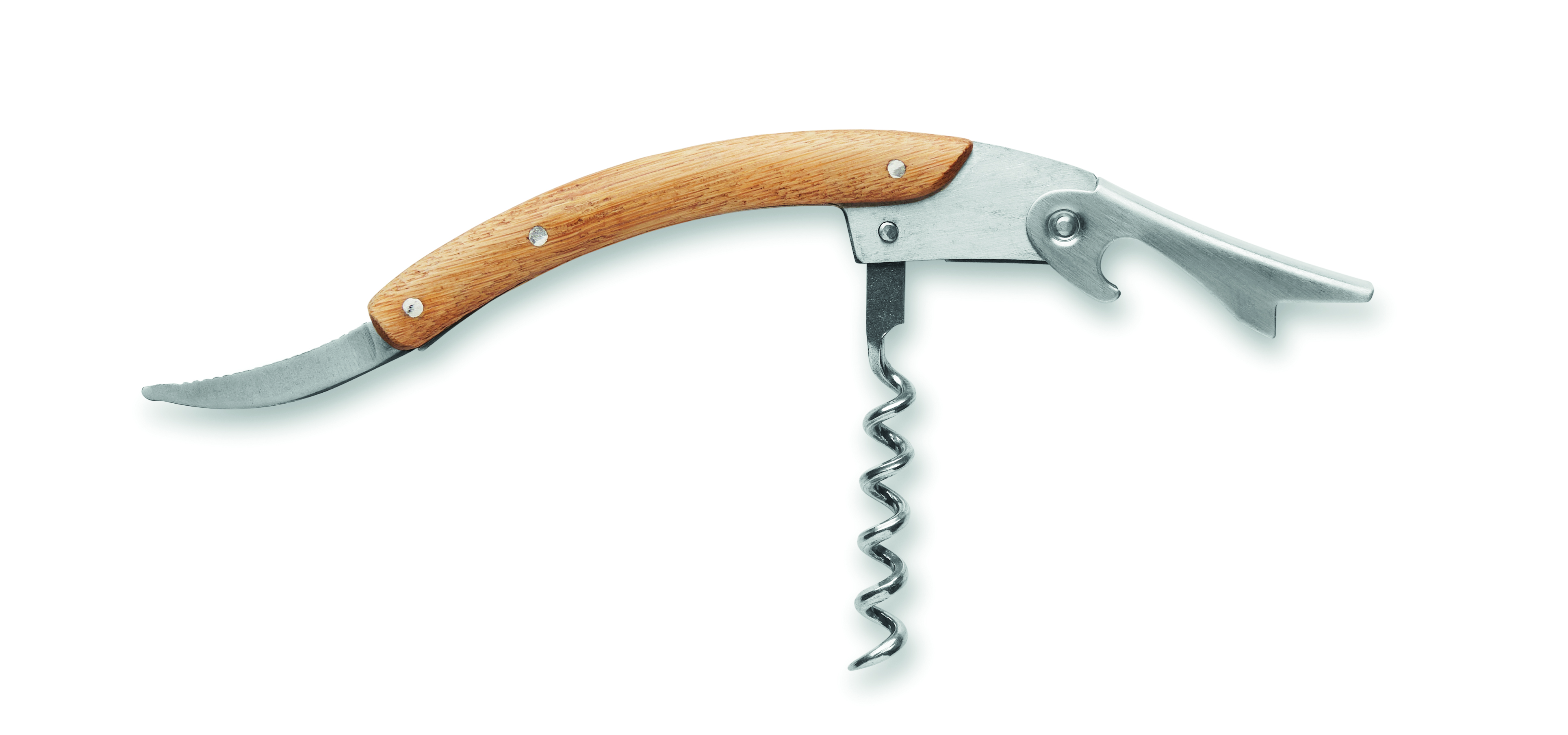 Korkenzieher, Schere, Holzgriff, Schraubengewinde, Wellenschneide, Weinflaschenöffner, Korkenzieher, Holzgriff, Metallklinge, Sommerkorken, Flaschenöffner, Korkenzieher, Holzgriff, Metall, Korkenzieher-Opener