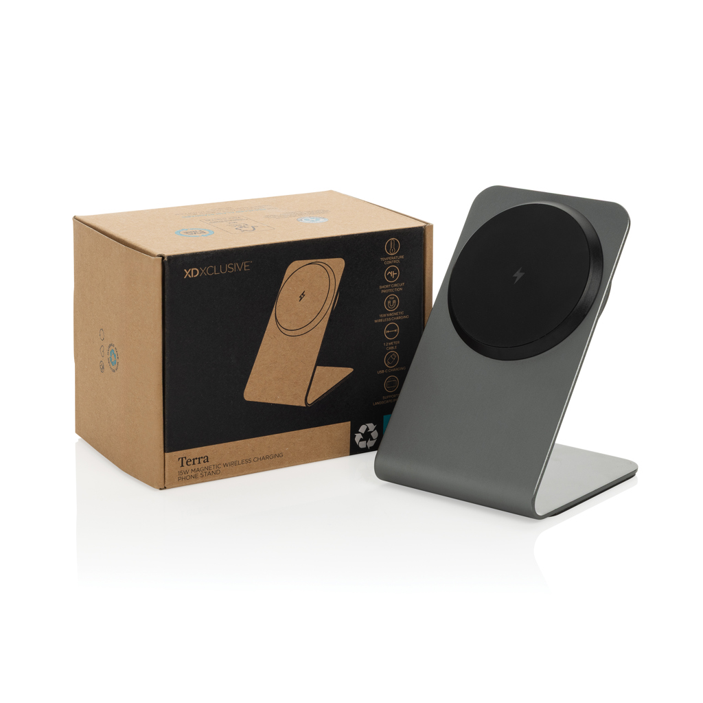 Elektronik, Sprecher, Kiste, drahtloses ladegerät, telefon-ständer, magnetischer ständer, Qi-lader, ständer mit kreisrunder pad, Wireless Charger, Telefonhalter, Magnetisch, Ständer, Grau, Ladestation, Schwarz, Rundmagnet, Qi-Ladepad, Drahtloses Laden