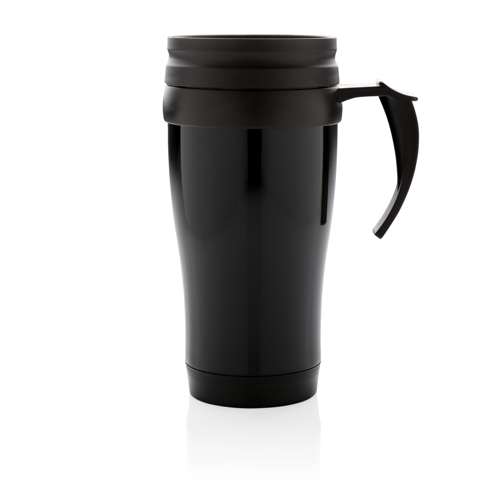 Pokal, Flasche, Shaker, Kaffeebecher, Thermobecher, schwarz, Trinkgefäß, Griff, Travel mug, Schwarz, Kunststoff, Deckel, Griff, Kaffee- Thermobecher, Isolierter Becher, schwarz, Trinkbehälter, Haltbar