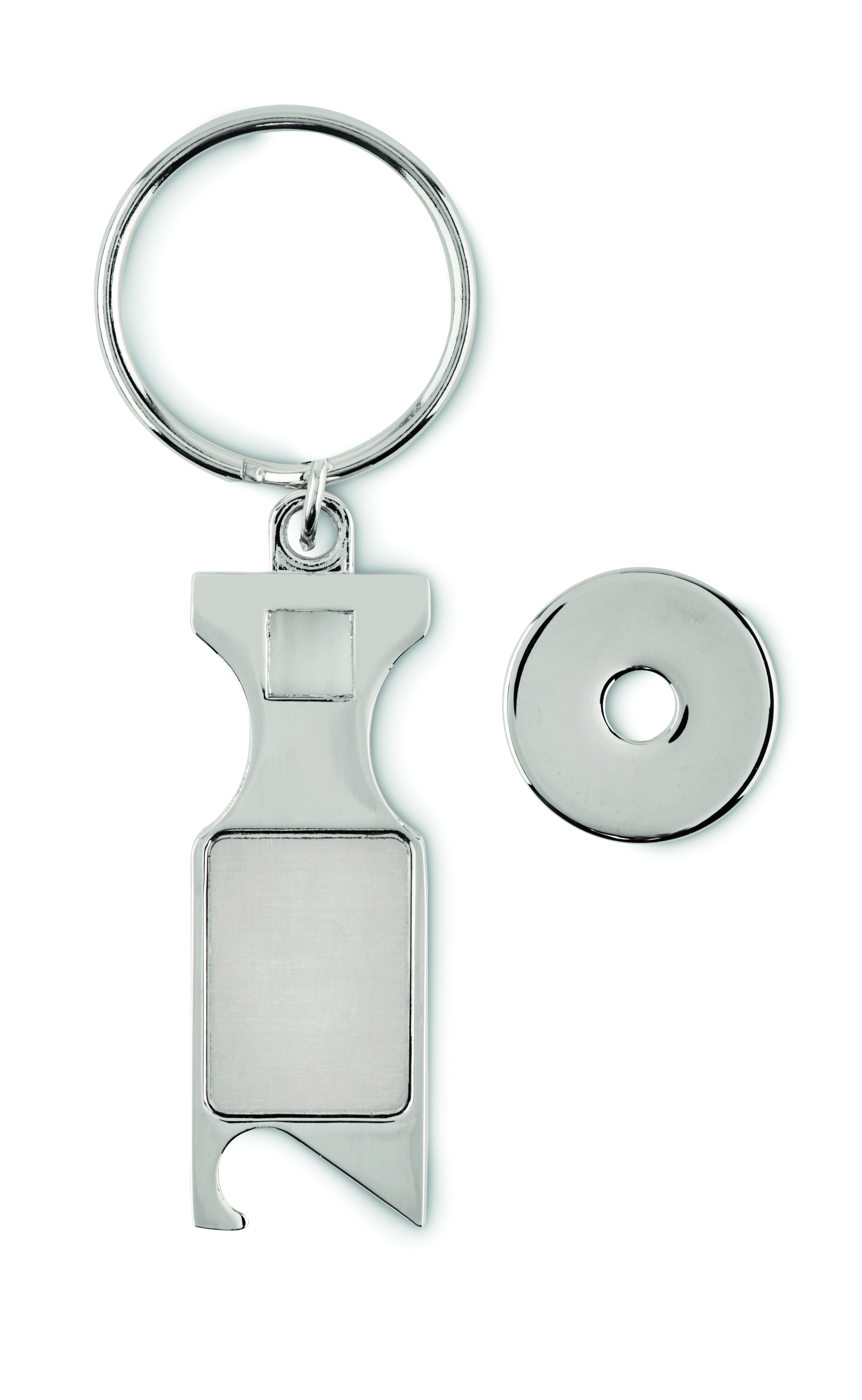 Schlüsselanhänger, Schlüsselanhänger aus Metall, Flaschenöffner, Rundscheibe, Kühles Metall