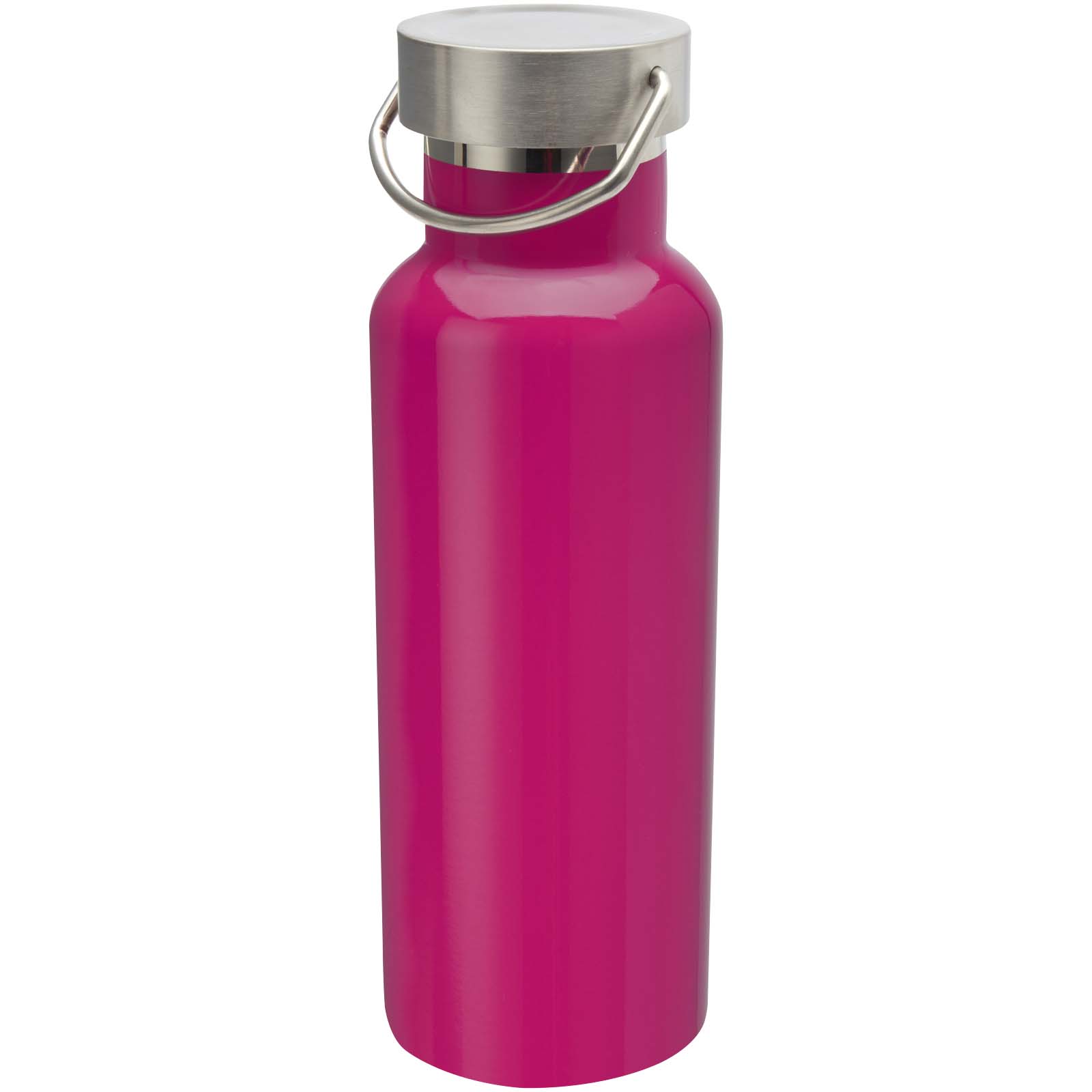 Wasserflasche, Trinkflasche, Magenta, Stahldeckel, Tragehenkel