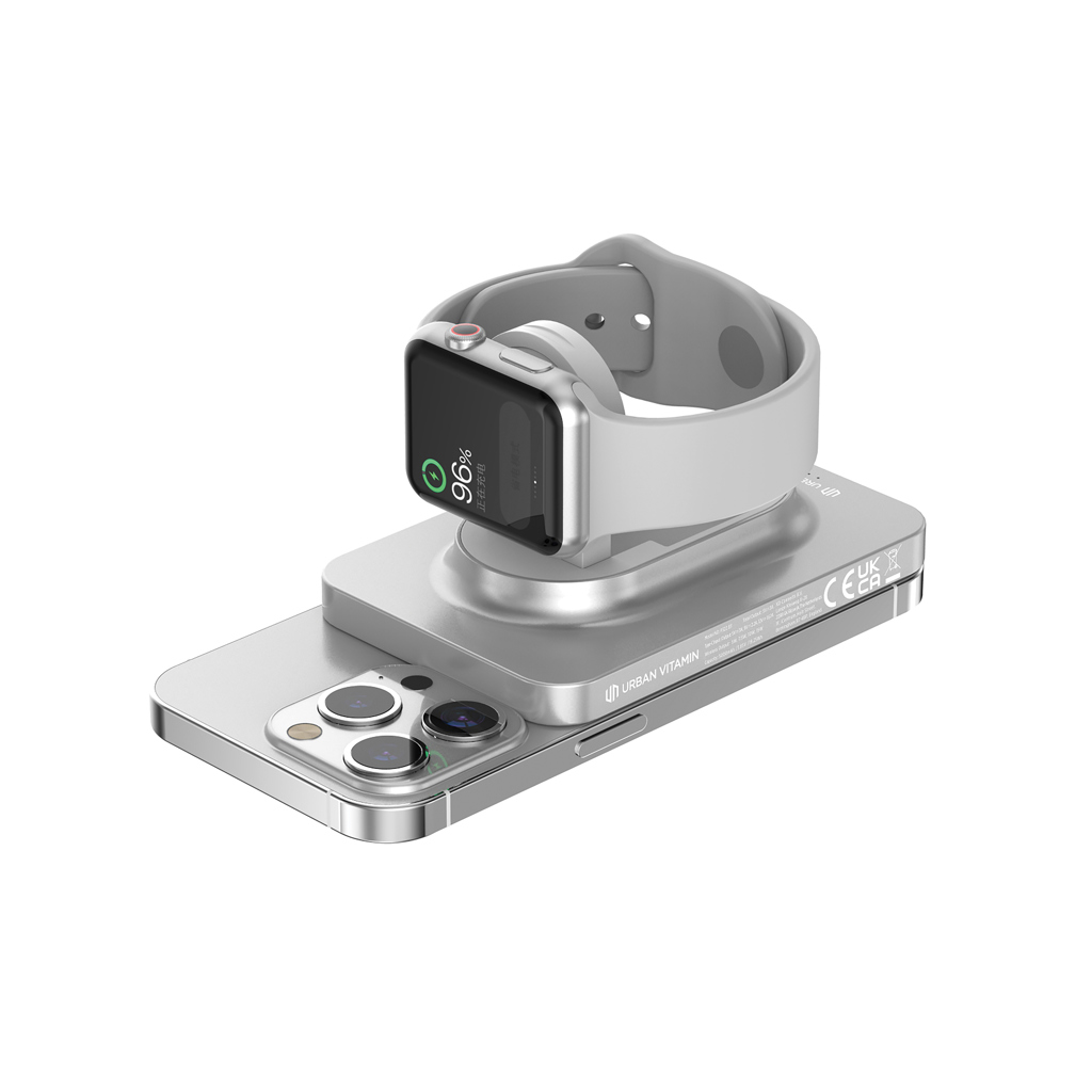 Computerausrüstung, Elektronik, Hardware, Überwachen, Bildschirm, Smartwatch, Uhr, Silicone Band, Smartwatch, Ladehalterung, Smartwatch, Uhrenarmband, Silber, Digitalanzeige, Ladecase, Smartwatch, Wireless charger, Apple iPhone, Metallic, Grey