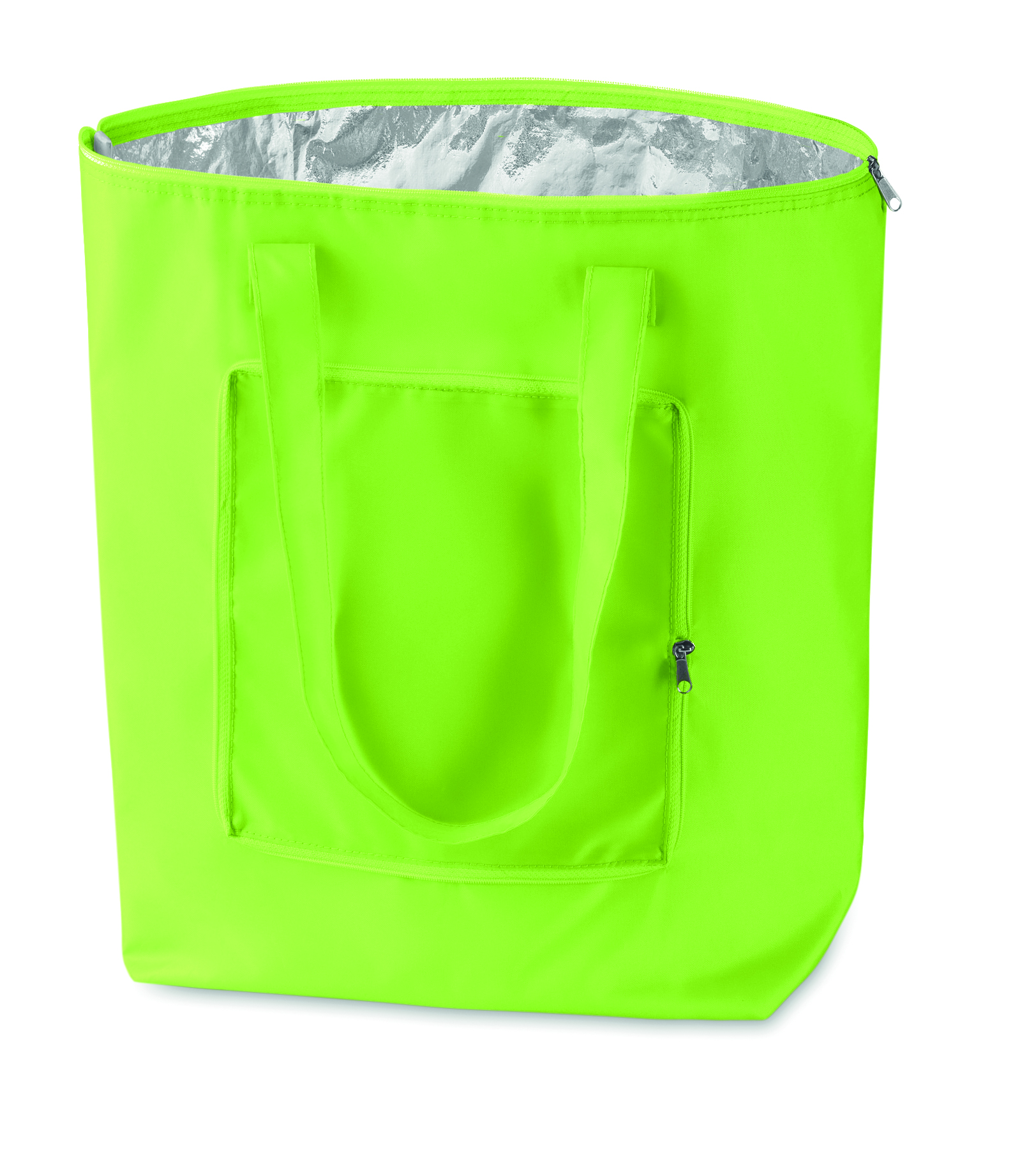 Tasche, Tote, Nylon, Neon-Grün, Reißverschluss-Außenfach