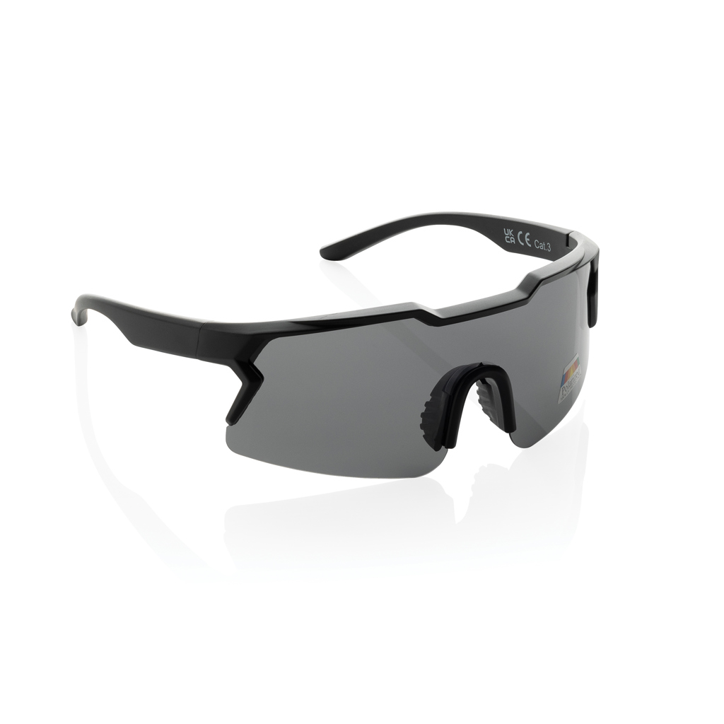 Sportsbrille, Einigenkonstruktion, Grau, Polycarbonat, Radsport, Sonnenbrille, Sportsonnenbrille, Graue Gläser, Wraparound-Design, Kunststoffrahmen, Schutzbrille, Sportbrille, Grau, Einzelscheibe, Verstellbare Nase