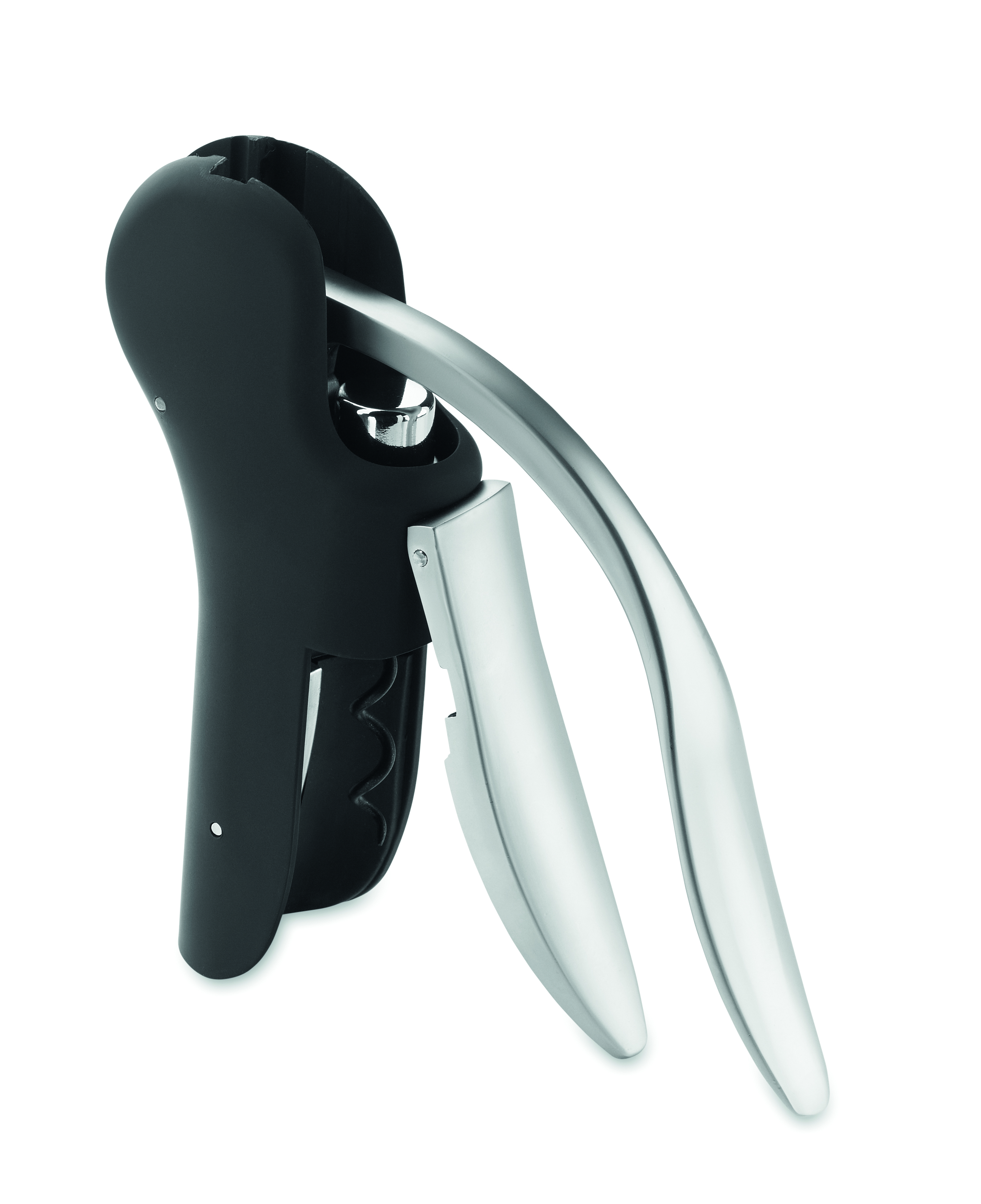 Korkenzieher, Korkenzieherflaschenöffner, Gourmet-Set, Nutzholzgriff, aus Edelstahl, Korkenzieher, Wein, Kapselheber, Schwarz, Metall, Korkenzieher, Flaschenverschluss, Weinzugöffner, Metallgriff, SchwarzSilber