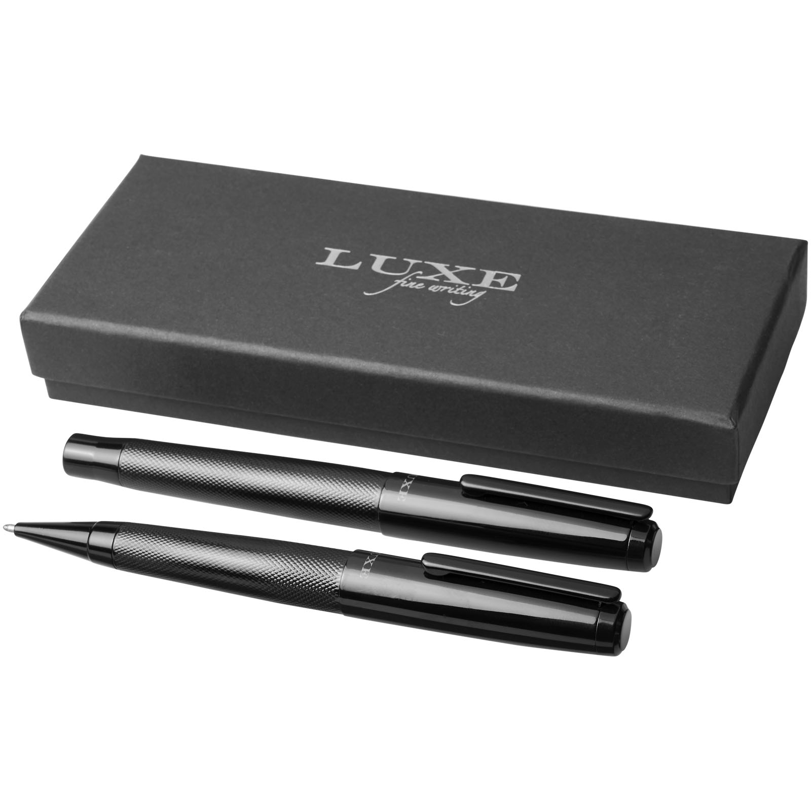 Kugelschreiber, Metall, Schwarz, Geschenkset, Schachtel enthalten, hammered, ballpoint, dual-pen, black, gift-box, Stiftset, Kugelschreiber, Füllfeder, Metallic, Schwarz
