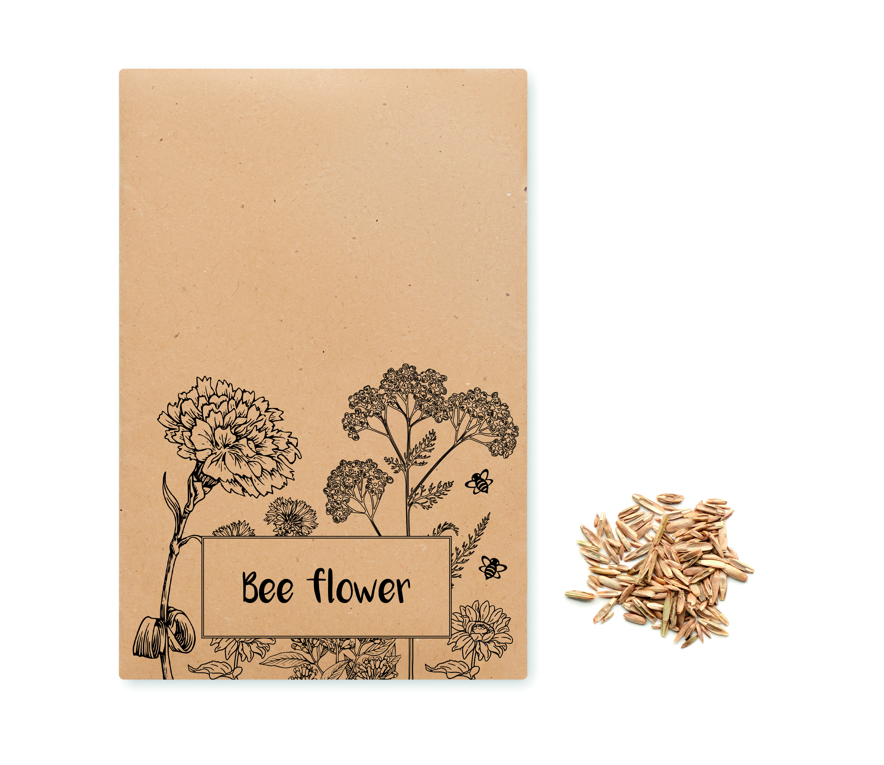 papierbeutel, pflanzenillustration, bien flowers, karton,  samenpackung
