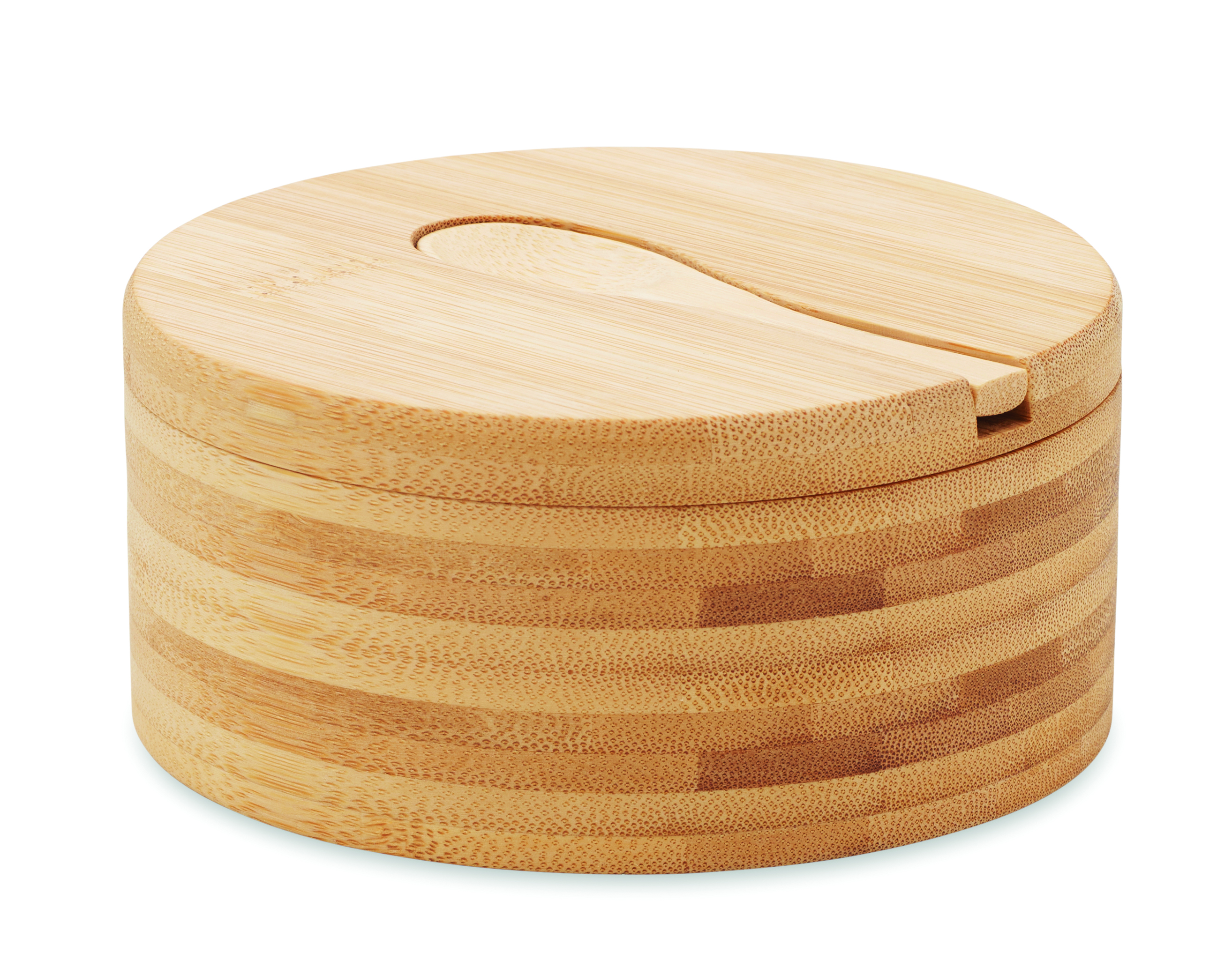 Holzbox, Aufbewahrungsbox, Rund, Bambus, Schlitzdeckel