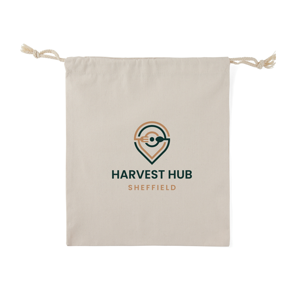 drawstring bag, canvas bag, logo, harvest hub, sheffield, canvas bag, drawstring bag, logo, harvest hub, sheffield, beutel, canvas, logo, harvest hub, sheffield