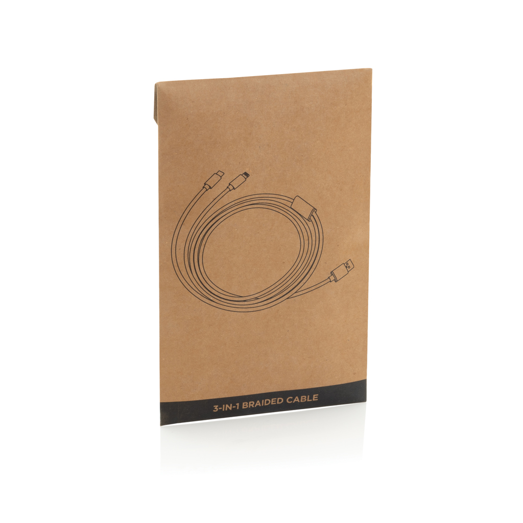 Karton, Kiste, 3-in-1, geflochtener kabel, USB-Kabel, Ladekabel, Verpackungskarton, 3-in-1, geflochtenes kabel, USB-Kabel, Verpackung, Pappkarton, 3-in-1, geflochtenes kabel, USB-C, HDMI, Ladekabel