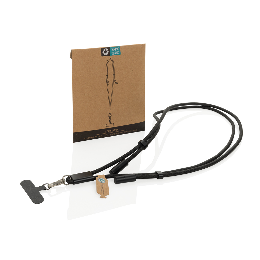 Lanyard, Phone holder, Nylon cord, Adjustable, Schwarz, Lanyard, Telefonhalter, Halsband, verstellbar, Kordel, Lanyard, Phone holder, Kabel, Schwarz, Verstellbar