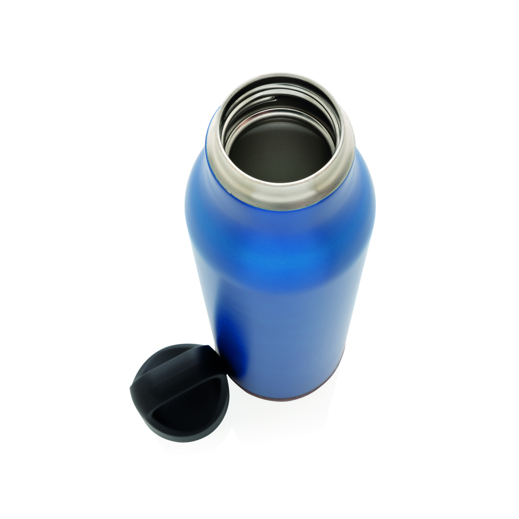 Trinkwasserflasche, Wasserflasche, Stahlflasche, Hydroflasche, Kappe aus Kunststoff, Kunststoffflasche, Trinkflasche, Blau, Gebrauchsfertig, Schraubverschluss, Trinkflasche, Wasserflasche, Aluminium, Blau, Verschluss