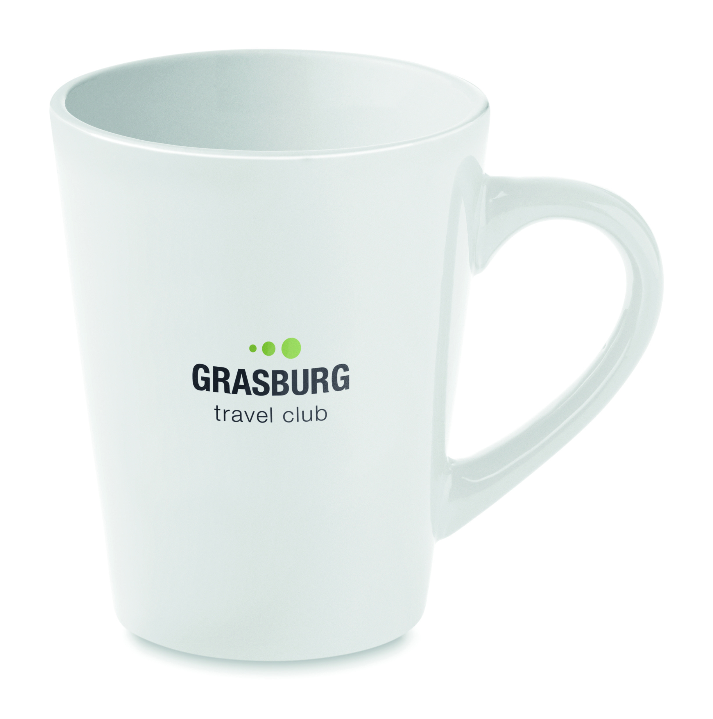 Kaffeebecher, Becher, Weiß, Grasburg travel club, Porzellan