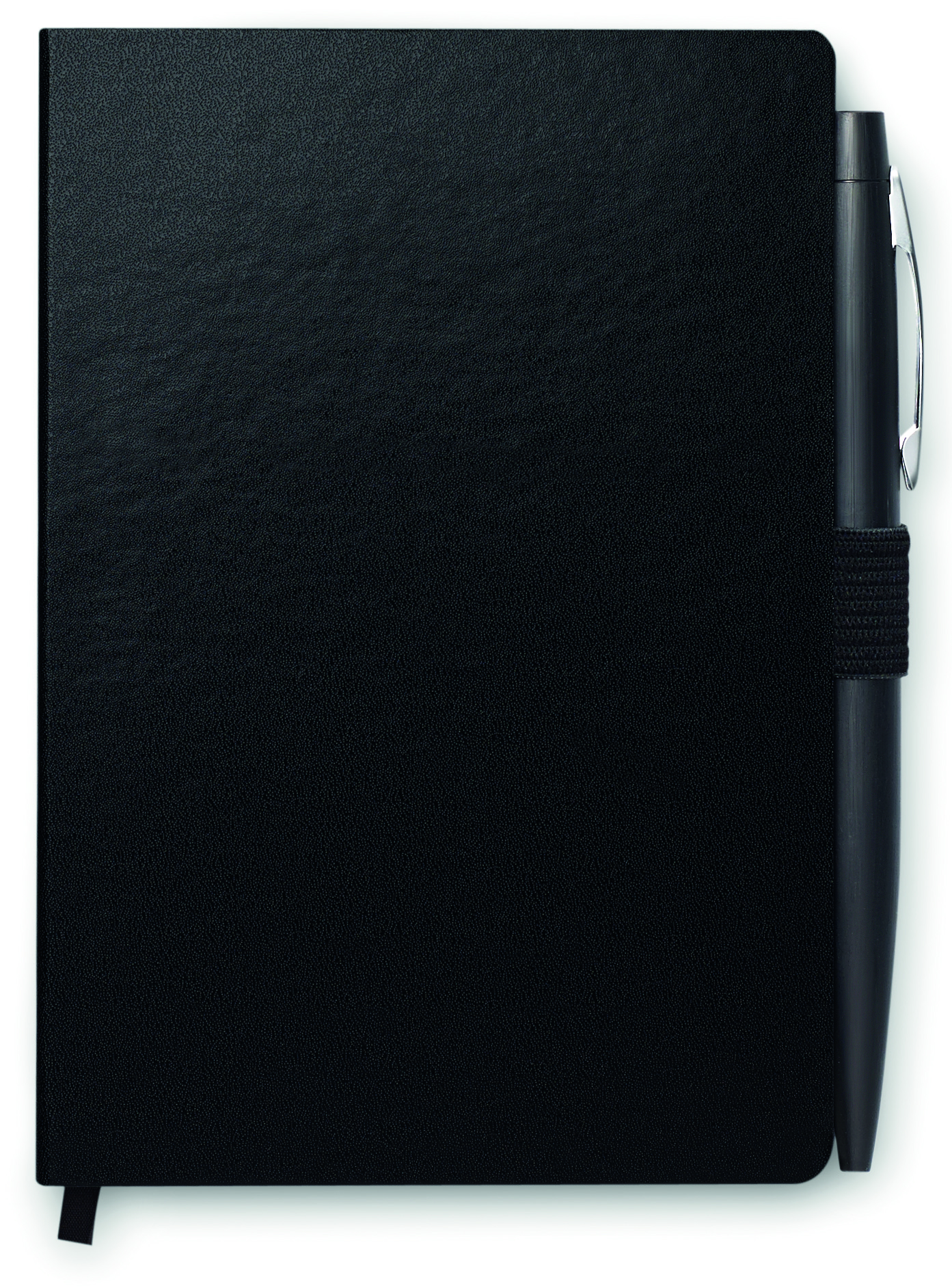 Notizbuch, Schwarz, Hardcover, Schreibstifthalter, Stiftclip