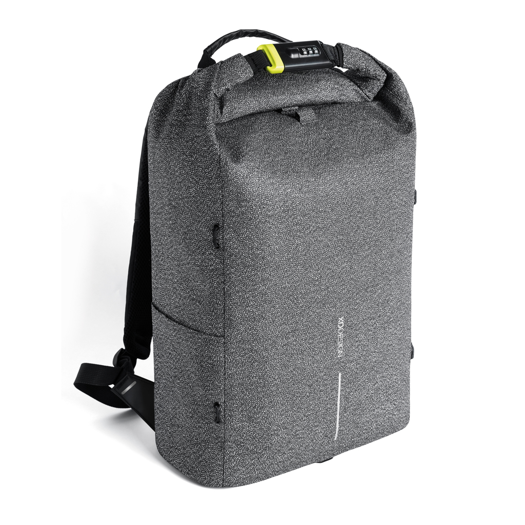 Rucksack, Laptop-Tasche, Schultergurte, Gepolsterte Rückseite, Grauer Stoff, Rucksack, Backpack, Graues Muster, Geräumig, Taschenraum, Rucksack, Backpack, Laptopfach, Grau, Verstärkt, Rucksack, Rucksack, Gepolstert, Halterung, Fronttasche