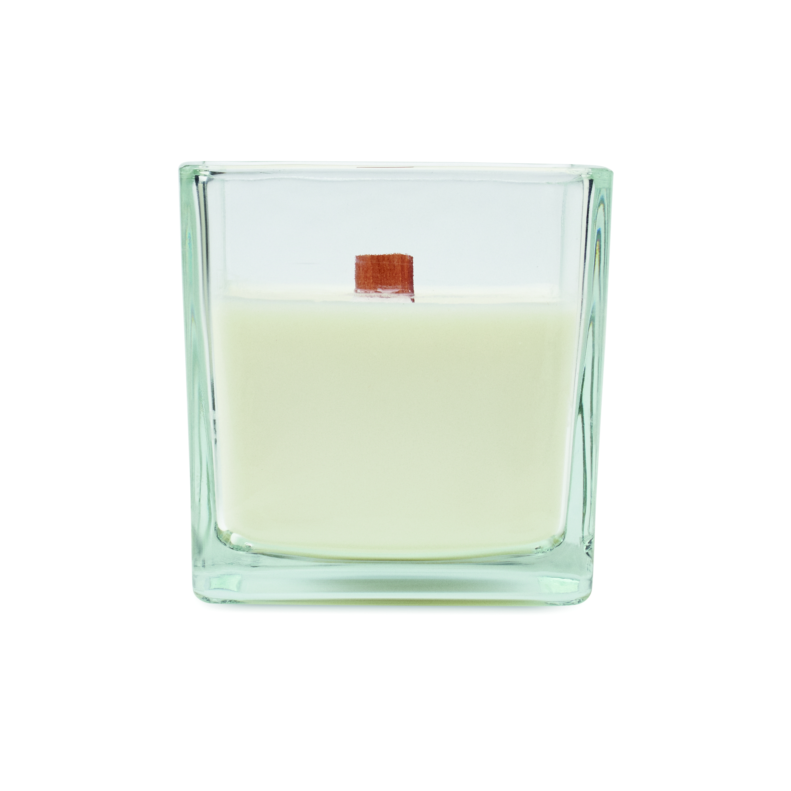 Wachsmin, Kandlescent, Glasvase, Zimtdocht, Kerze klein, Kerze, Wachs, Glasbehälter, Duftkerze, Korken, Kerze, Sojawachs, Beige, Viereckiges Glas, Docht