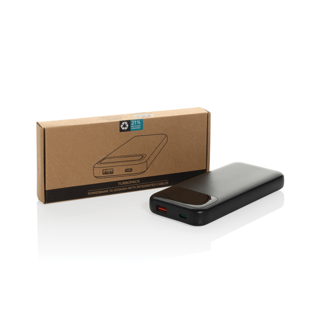 Kiste, Computerausrüstung, Elektronik, Telefon, Handy, Powerbank, TurboPack, 10,000mAh, USB-C, USB-A, Powerbank, Power Bank, USB-C, Wireless?, Plastic, Schwarz, Powerbank, Tragible Ladequelle, Externer Akku, USB-C, Rutschfeste Oberfläche