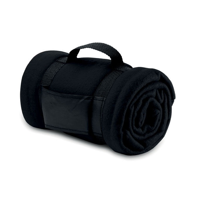 Fleece, Decke, Rolldeckel, Tragetasche, Schwarz