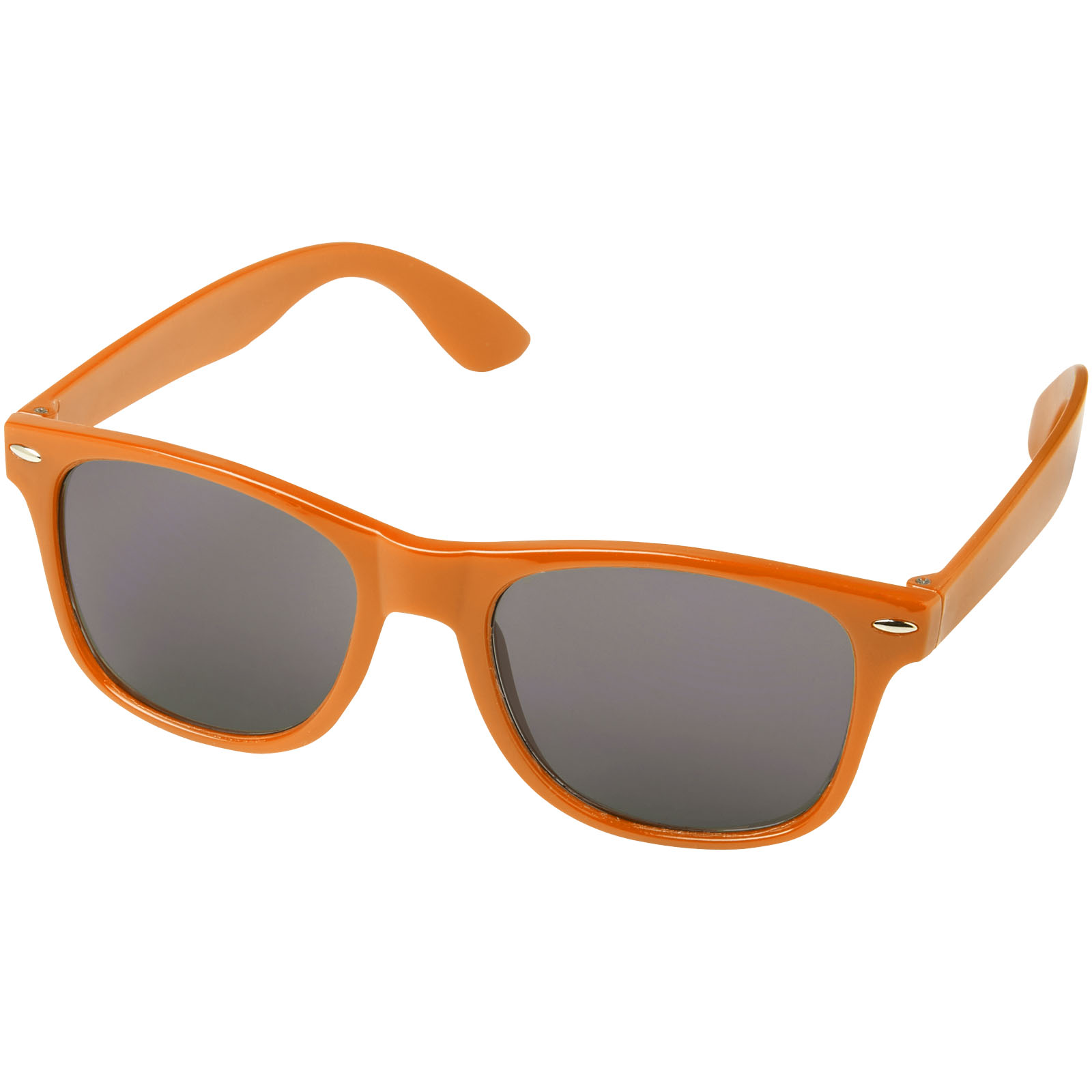 Sonnenbrille, orange, Retro-Form, graue Gläser, Kunststoffrahmen