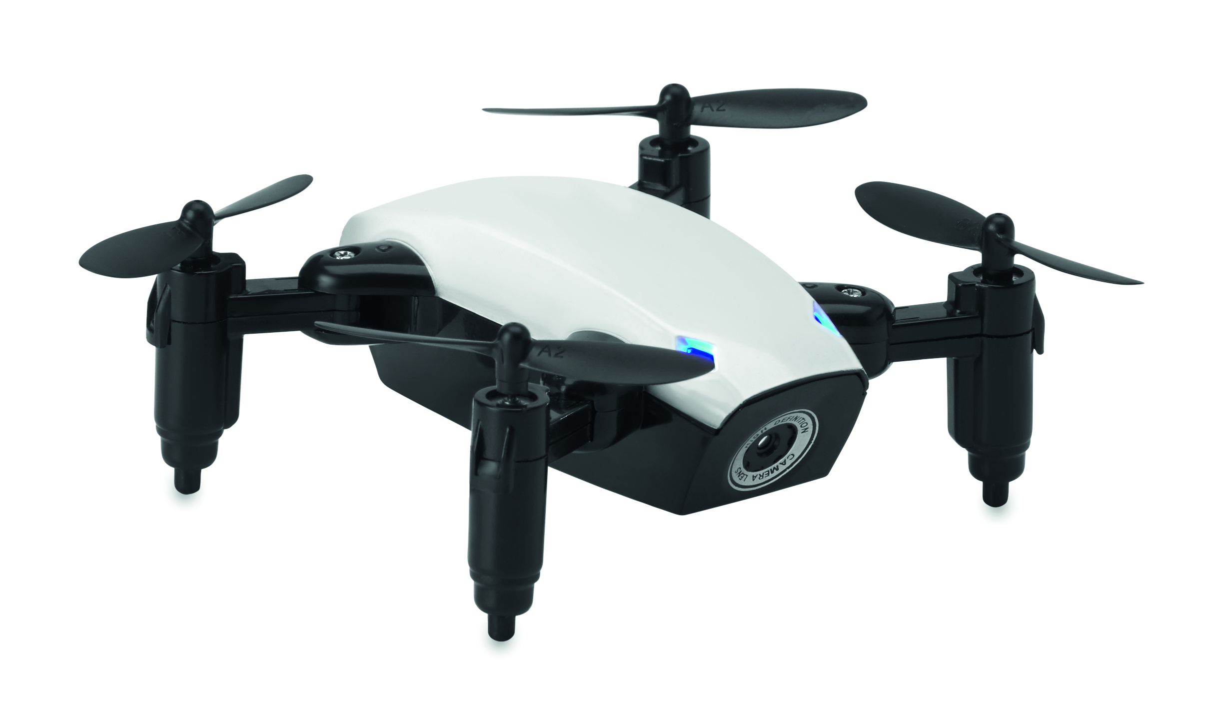 Quadcopter, Drone, Weißer Körper, Propeller, LED-Licht