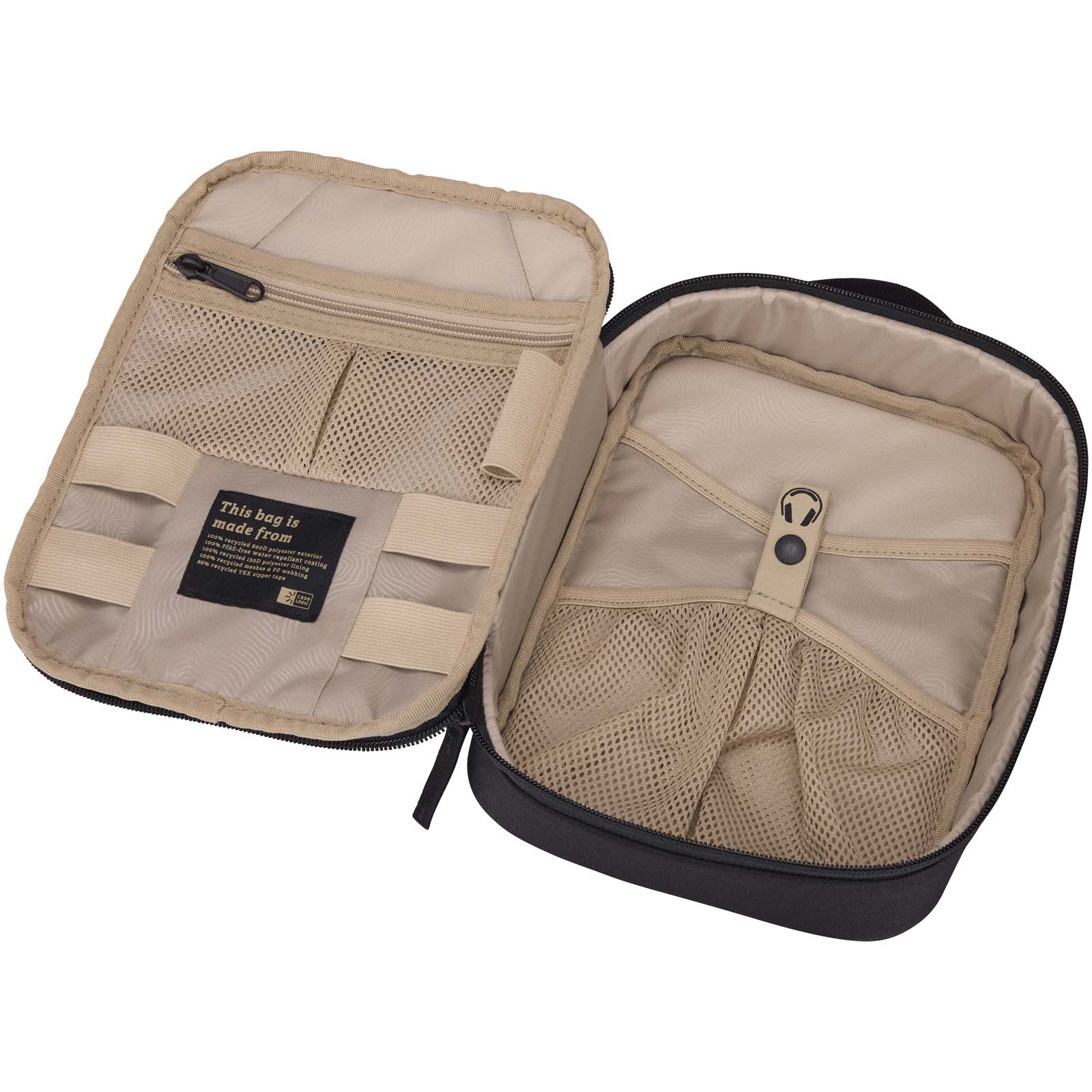 Reiseorganizer, Kofferorganizer, Mesh-Fächer, Reißverschlussfach, beige