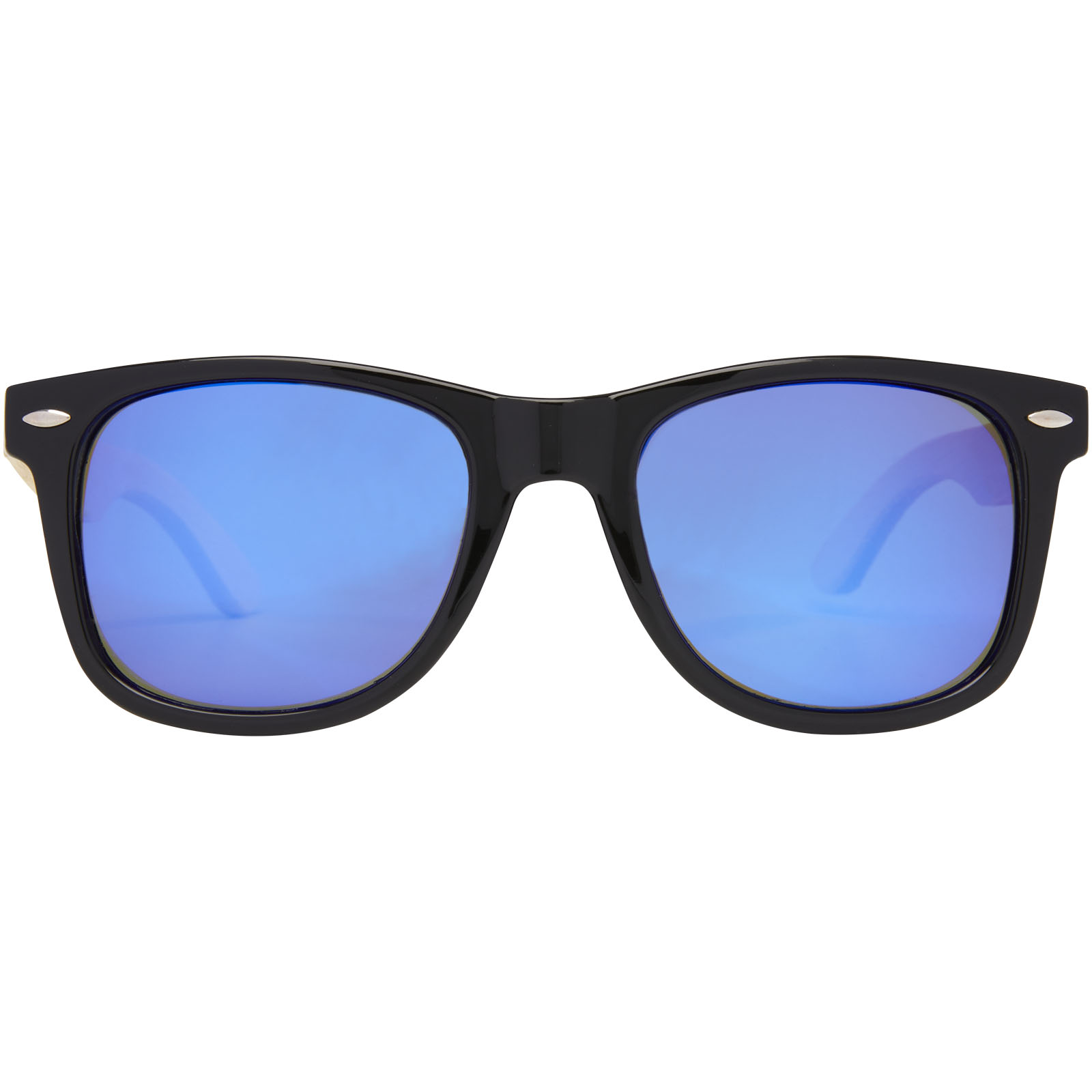 Sonnenbrille, Schwarz, Runde Brille, Blaue Gläser, Kunststoffrahmen