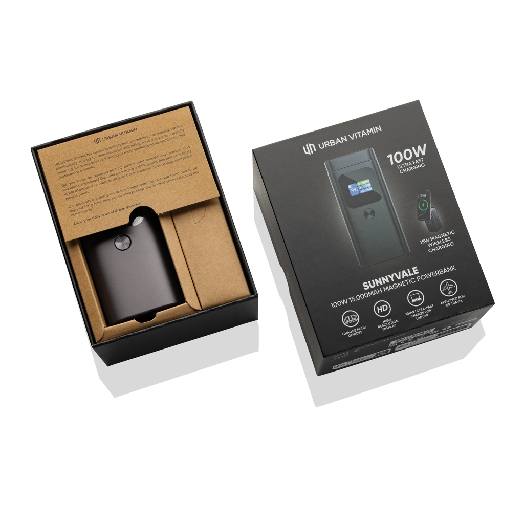 Elektronik, Telefon, Adapter, Handy, Powerbank, 100W, Magnetische kabellose Aufladung, Verpackung, schwarzes Gerät, Powerbank, Magnetischer, 100W, Kabelloses Laden, Ladegerät, Powerbank, Magnetic, 100W, Wireless, Boxed