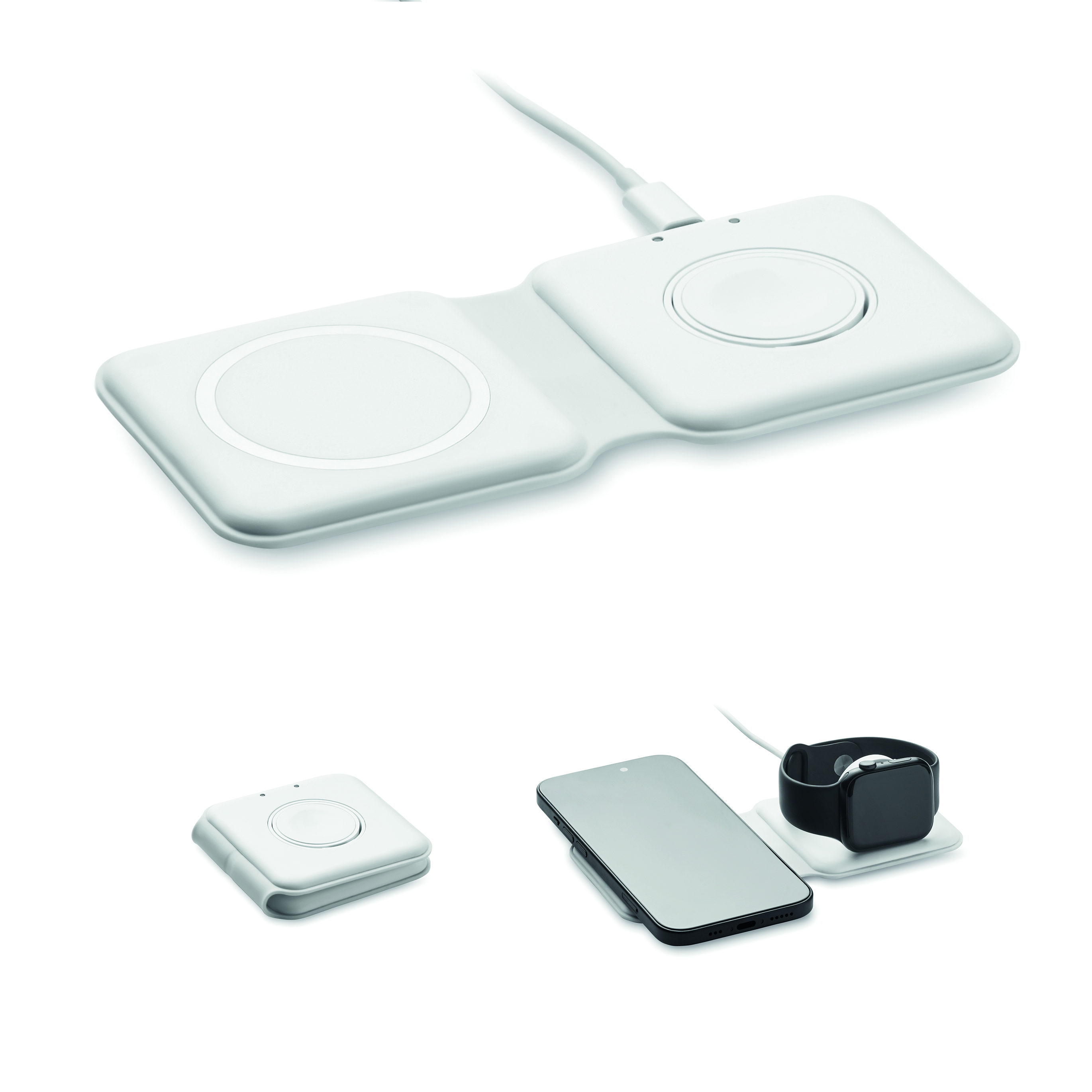 Ladegerät, Induktionsladegerät, Qi-Ladegerät, Schwarz/White, Drahtloses Ladepad, Qi Wireless Charger, Wireless Stand, Phone Dock, Magnetic Charger, USB-C Cable
