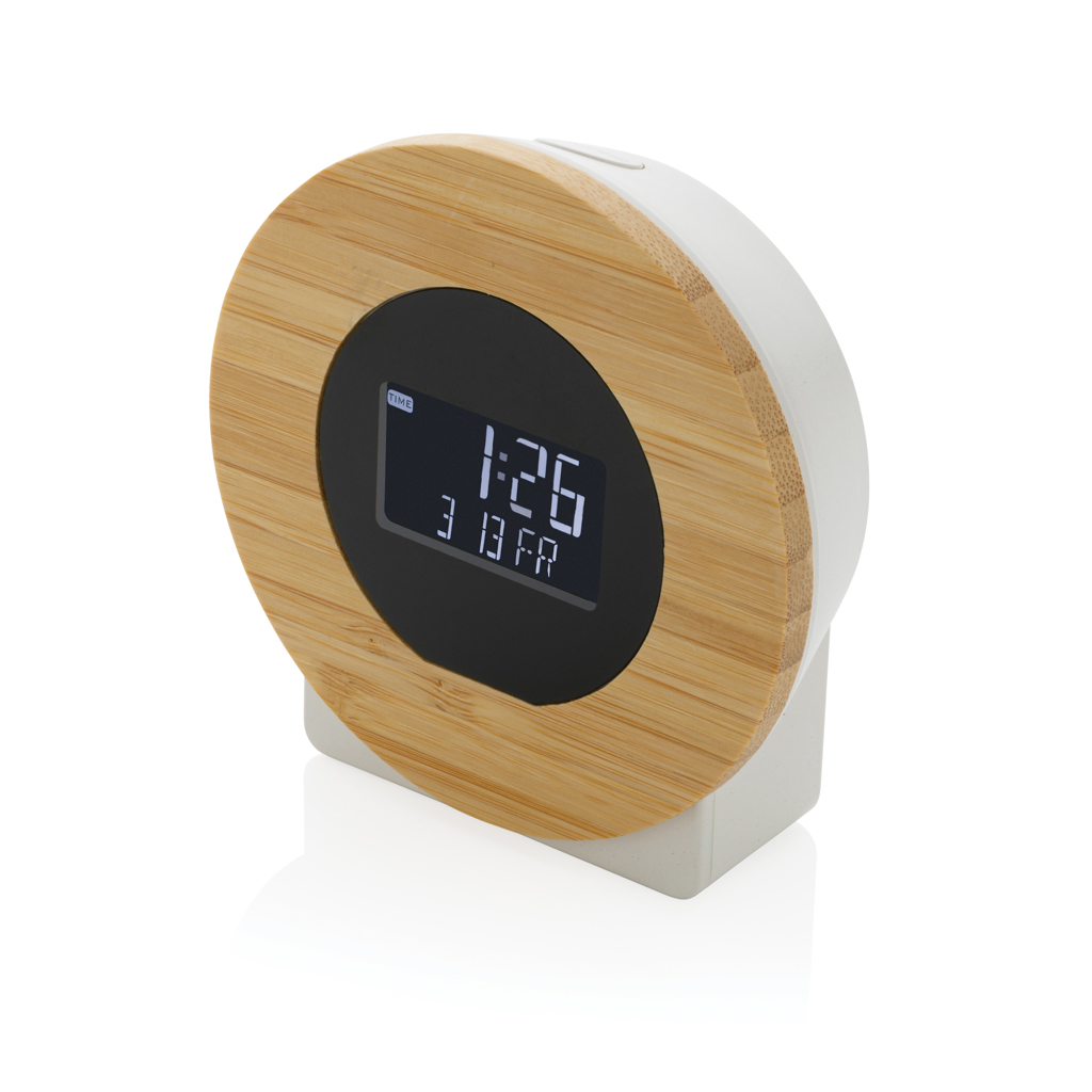 Computerausrüstung, Überwachen, Bildschirm, Wecker, Digitaler Clock, Holzrand, Rund, LED Display, Bambus Dekor, Digitaluhr, Holz, Rund, LCD-Anzeige, Wecker, Digitaluhr, Holzrand, Bambusholz, Runder Uhr, LCD Anzeige