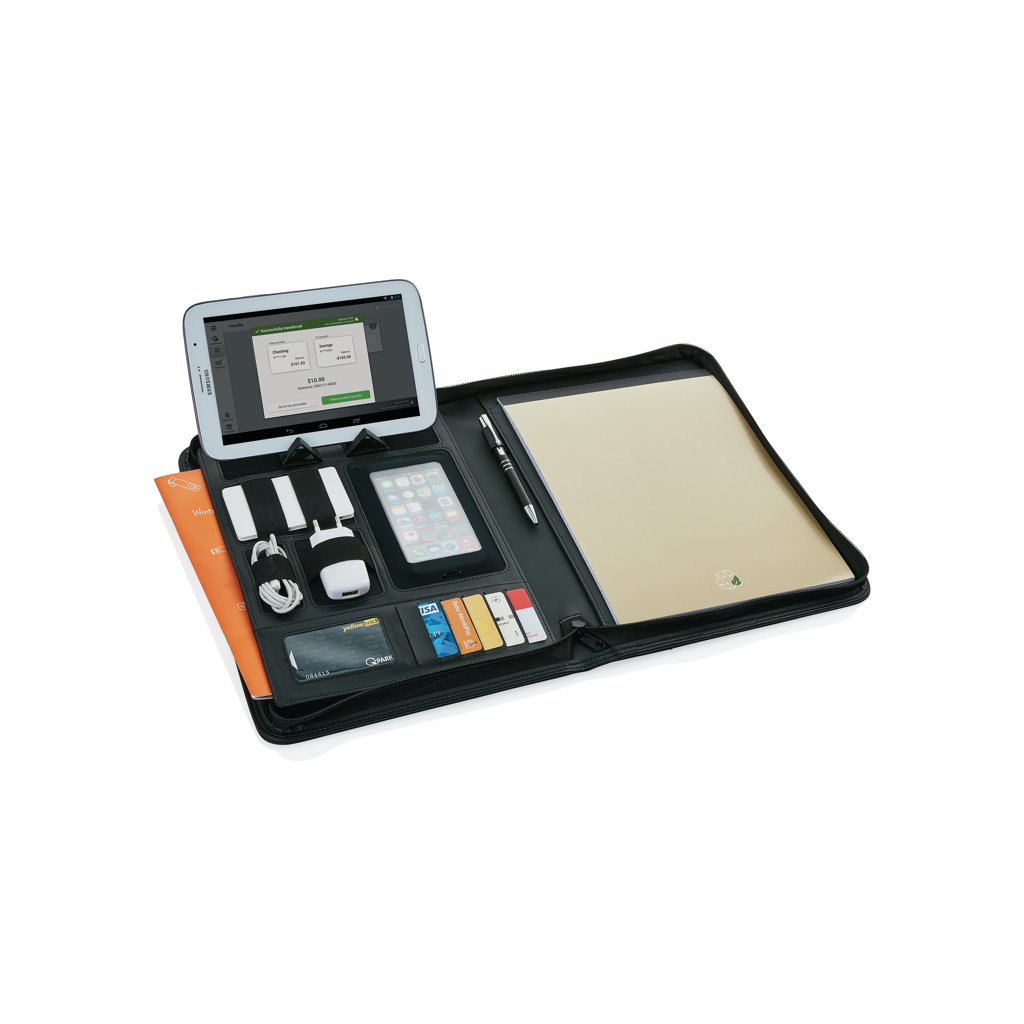 Tablet-Halterung, Unterlagenmappe, USB-Ladegerät, Kreditkartenfächer, Tablet-Hülle, Organizer, Travel Kit, Tablet Stand, Card Holder, Notebook Case, Organizer, Reise, Tabletunterlage, Brieftasche, Zubehör