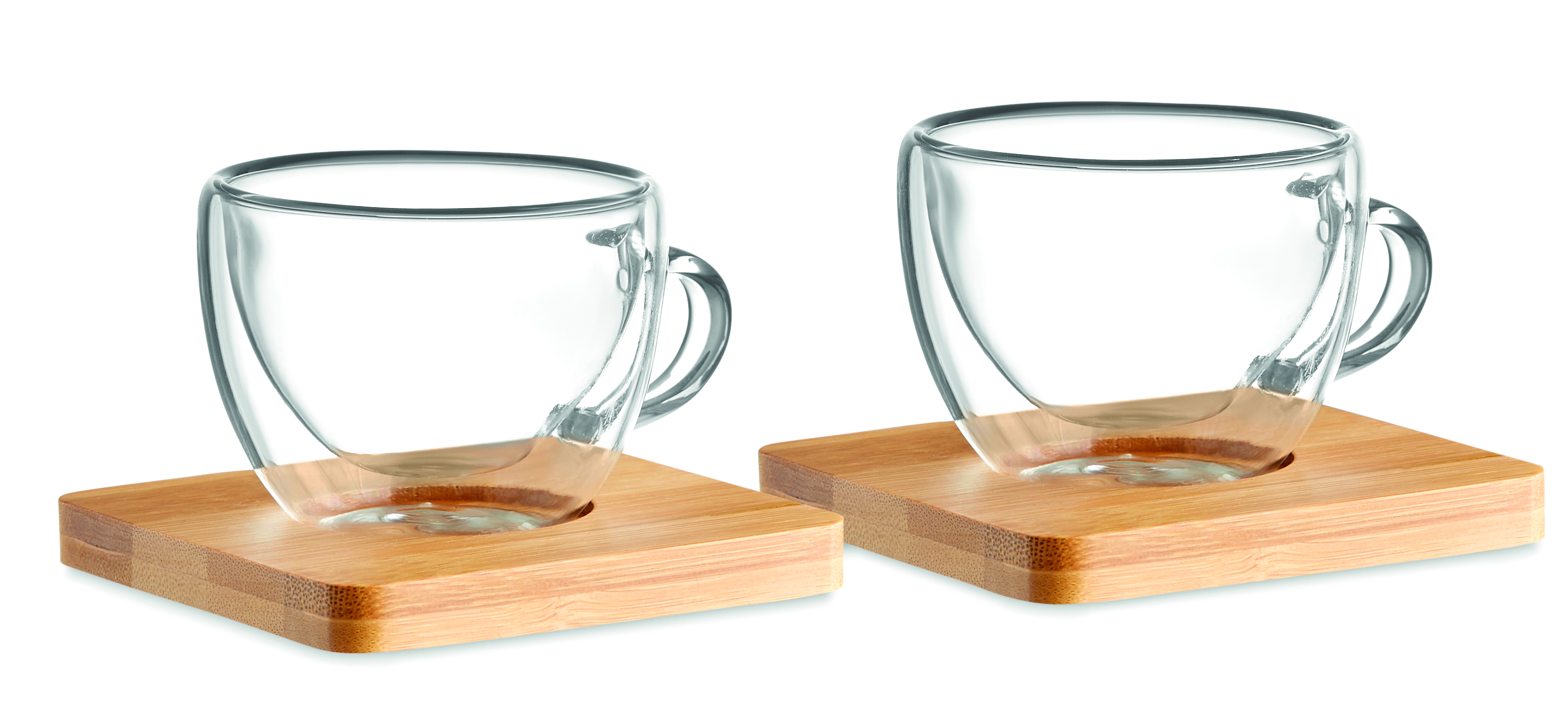 glasutensil, tassen, glas, double, untersetzer, holzunterlage