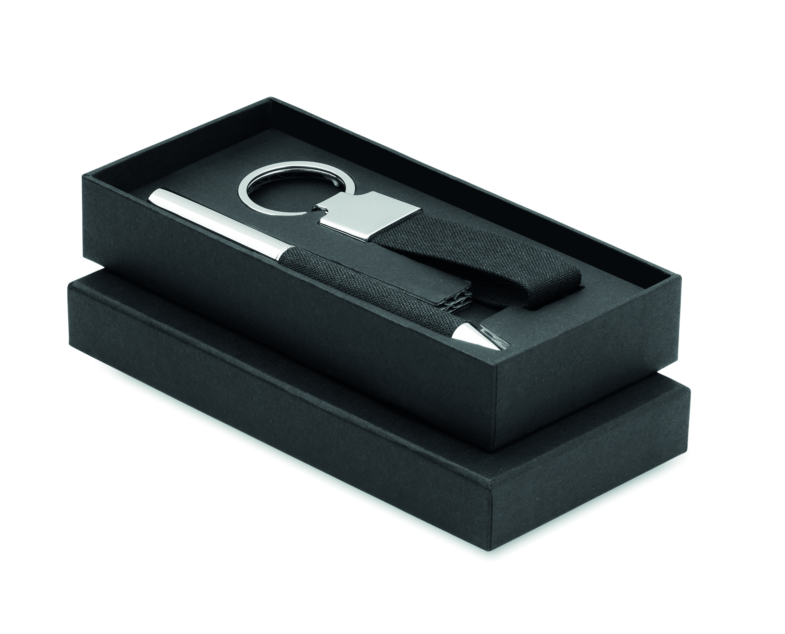 Schlüsselanhänger, Kugelschreiber, Metall, Schwarz, Geschenkset, Schlüsselanhänger, Zweck-Set, Trageband, Metall, schwarz, Schfcsselanhe4nger, Lederschle4ger, Metallring, Schwarz, Geschenkset