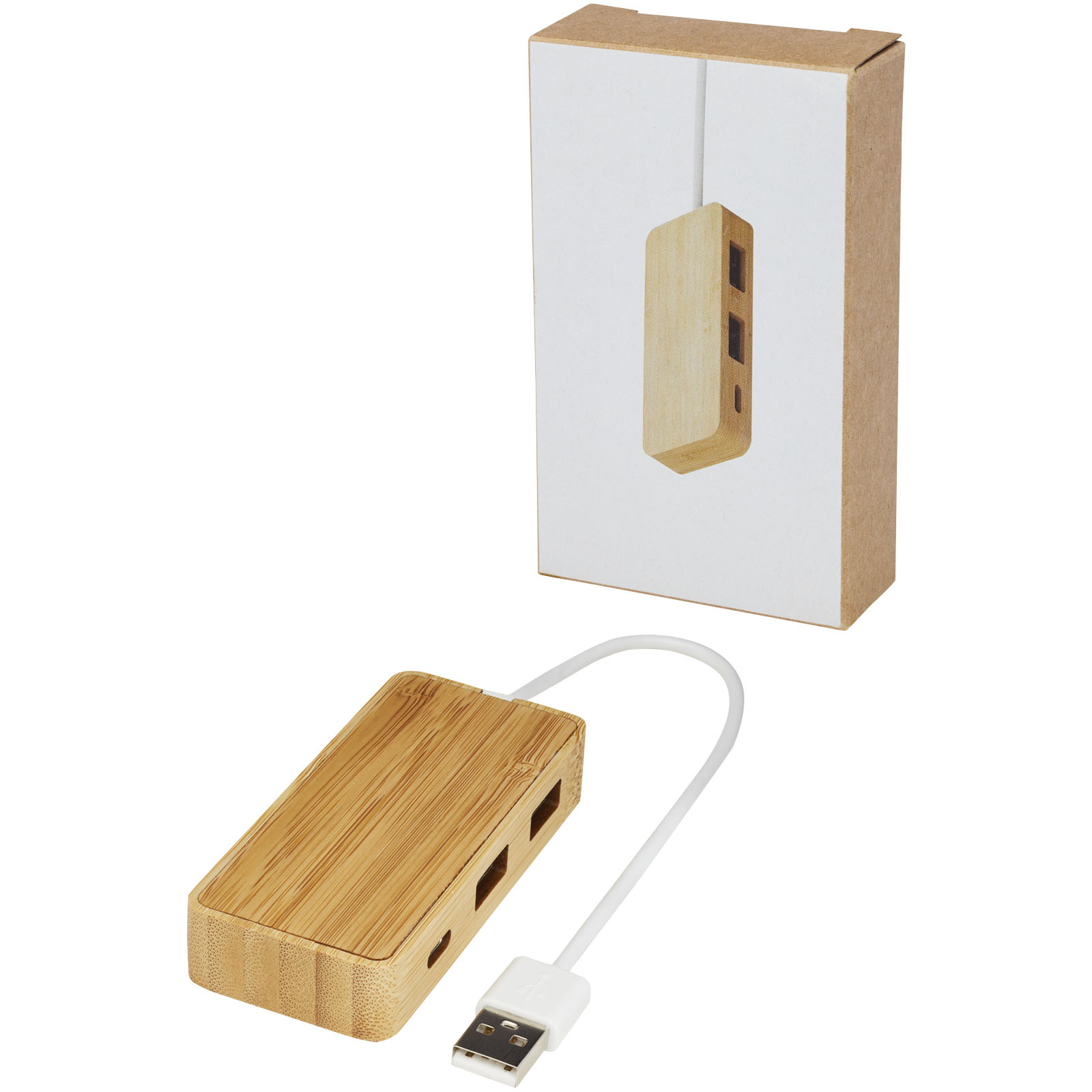 Holz, USB-Hub, 3-Port, Naturholz, Adapter