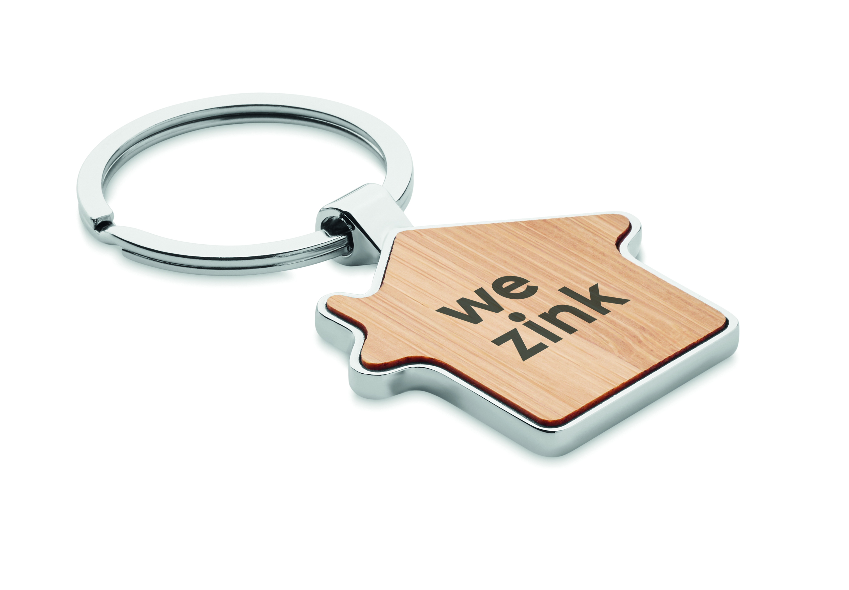 Schlüsselanhänger, Holzfinish, Zinkedstahl, Weiß-zink, Puzzleform
