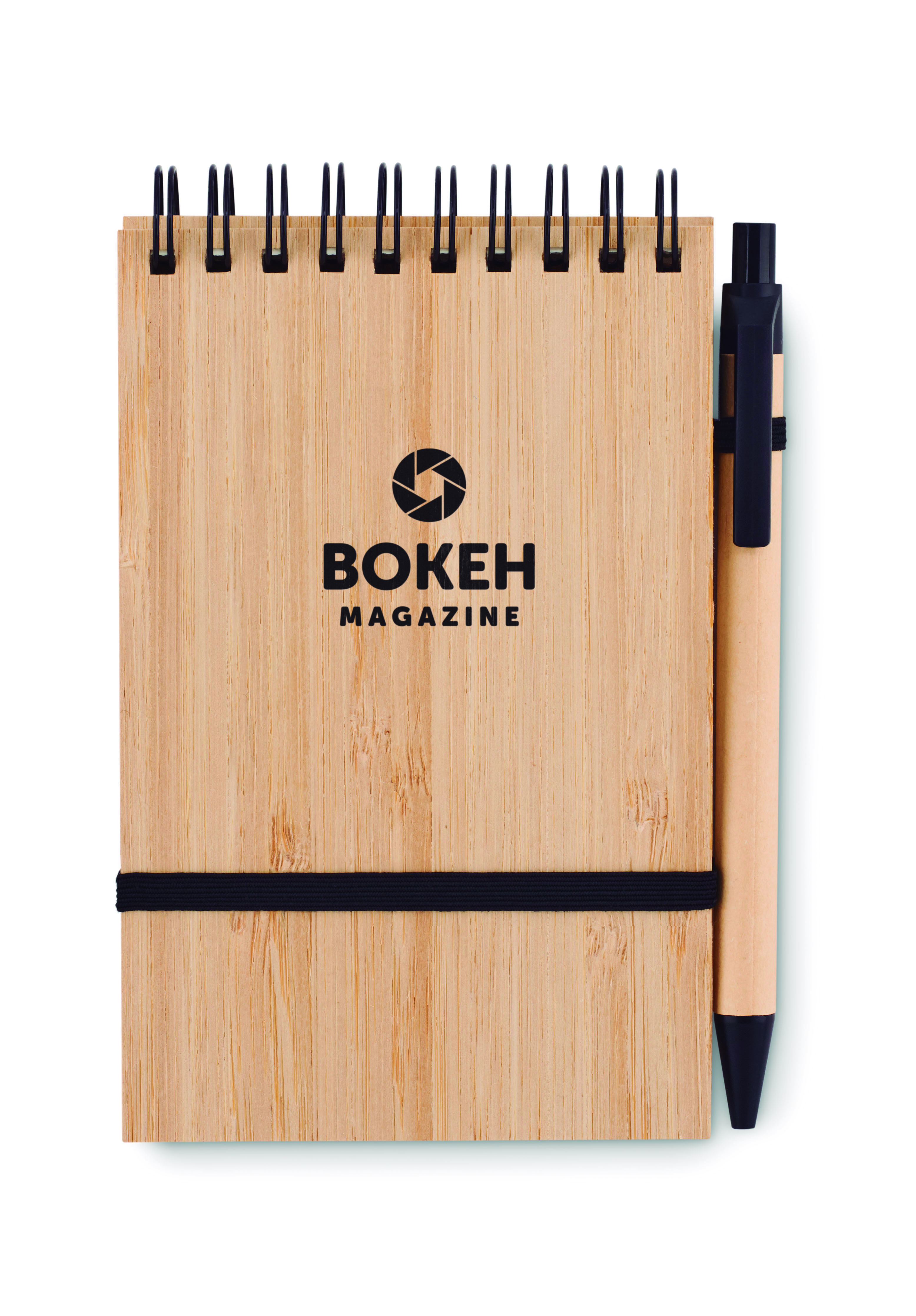 Notizbuch, Spiralbindung, Holzoptik, Kork/ Bambus, Stift-Beilage