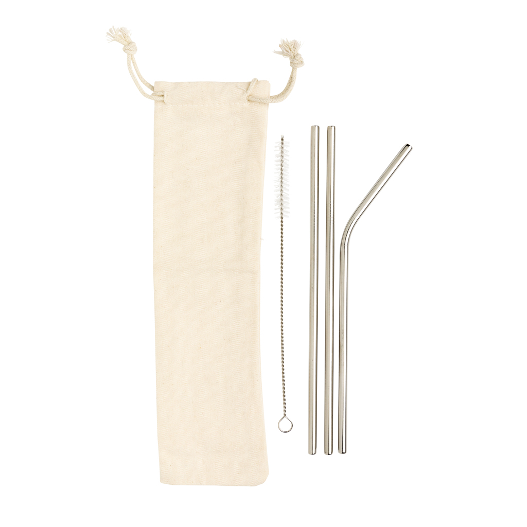 Dekoration für Zuhause, Leinen, straws, metal straws, replacement straw, straw kit, cleaning brush, Trinkhalmset, Strohhalme, Metal, Reinigungsbürste, Beutel
