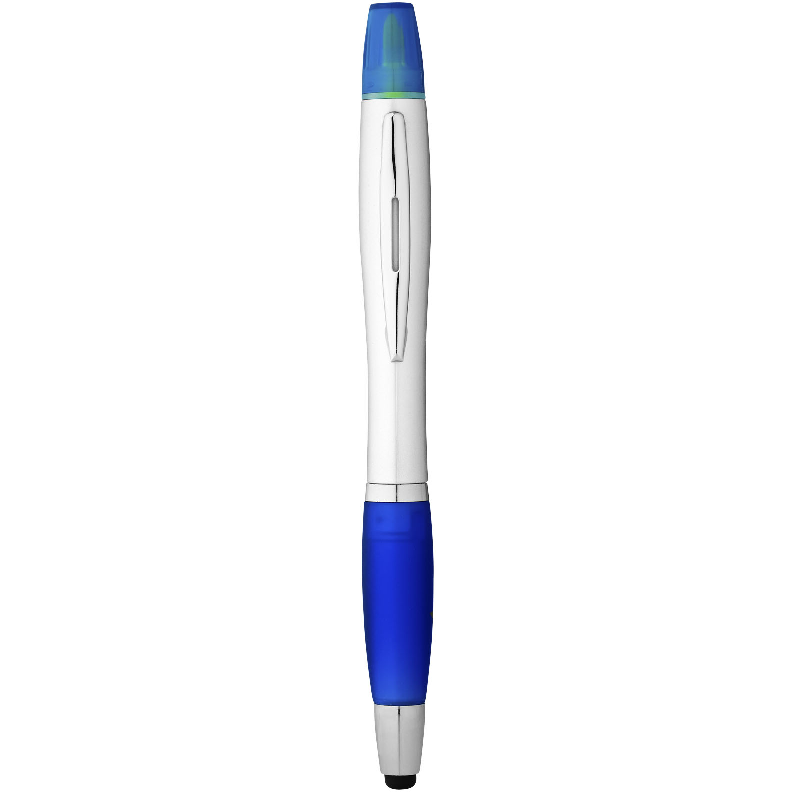Kugelschreiber, Kugelschreiber mit Clip, Gelschreiber, Blau, Metallic, Kugelschreiber, Kugelschreiber mit Clip, Blau, Silber, Gummi-Griff, roll-on-pen, ballpoint, blauer-kappen, blauer-gehäuse, clip