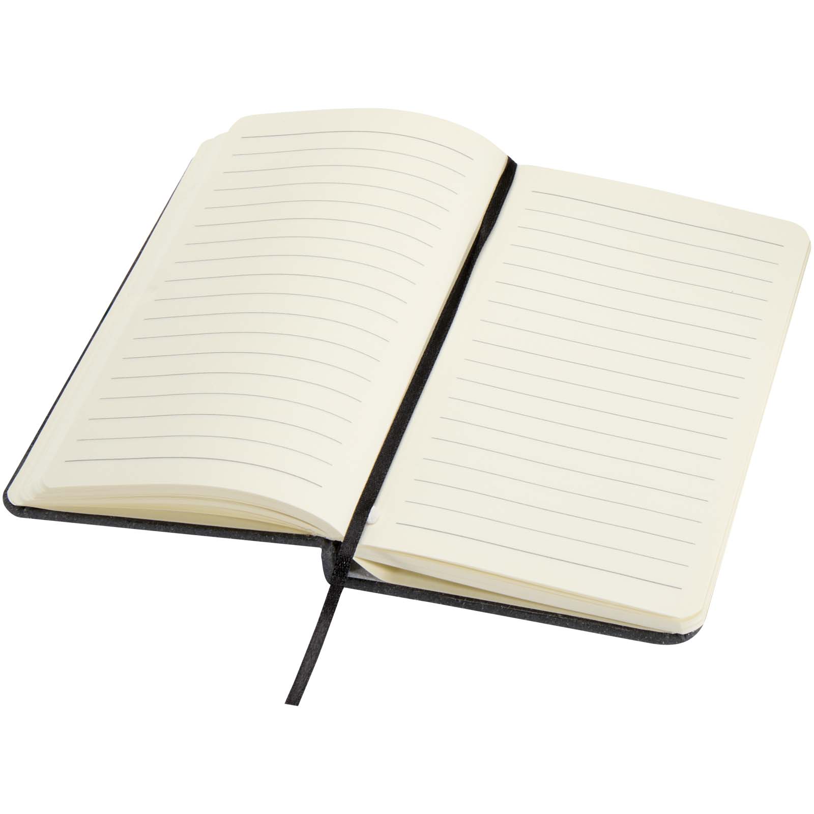 Notizbuch, Liniert, Kleines Notizbuch, Schwarzband, Geknickte Seitenkante