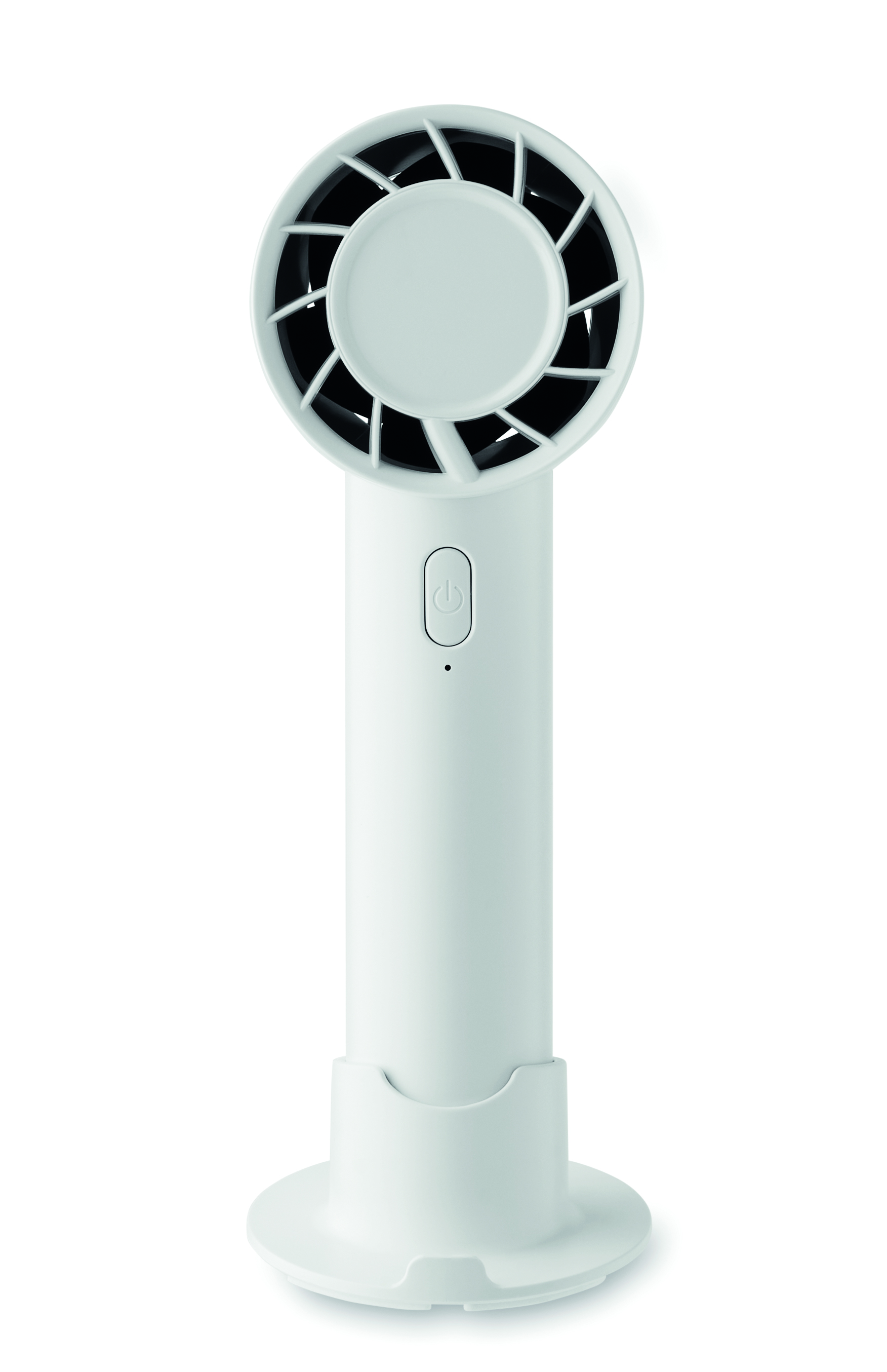 Kleinst-Lüfter, Tischventilator, USB-Ventilator, Kompakter Ventilator, Drehventilator, Kühlung, Ventilator, Tischventilator, Mini-Ventilator, Stabventilator, handhelder Ventilator, tragbarer Ventilator, batteriebetrieben, Tischständer, weiße Farbe