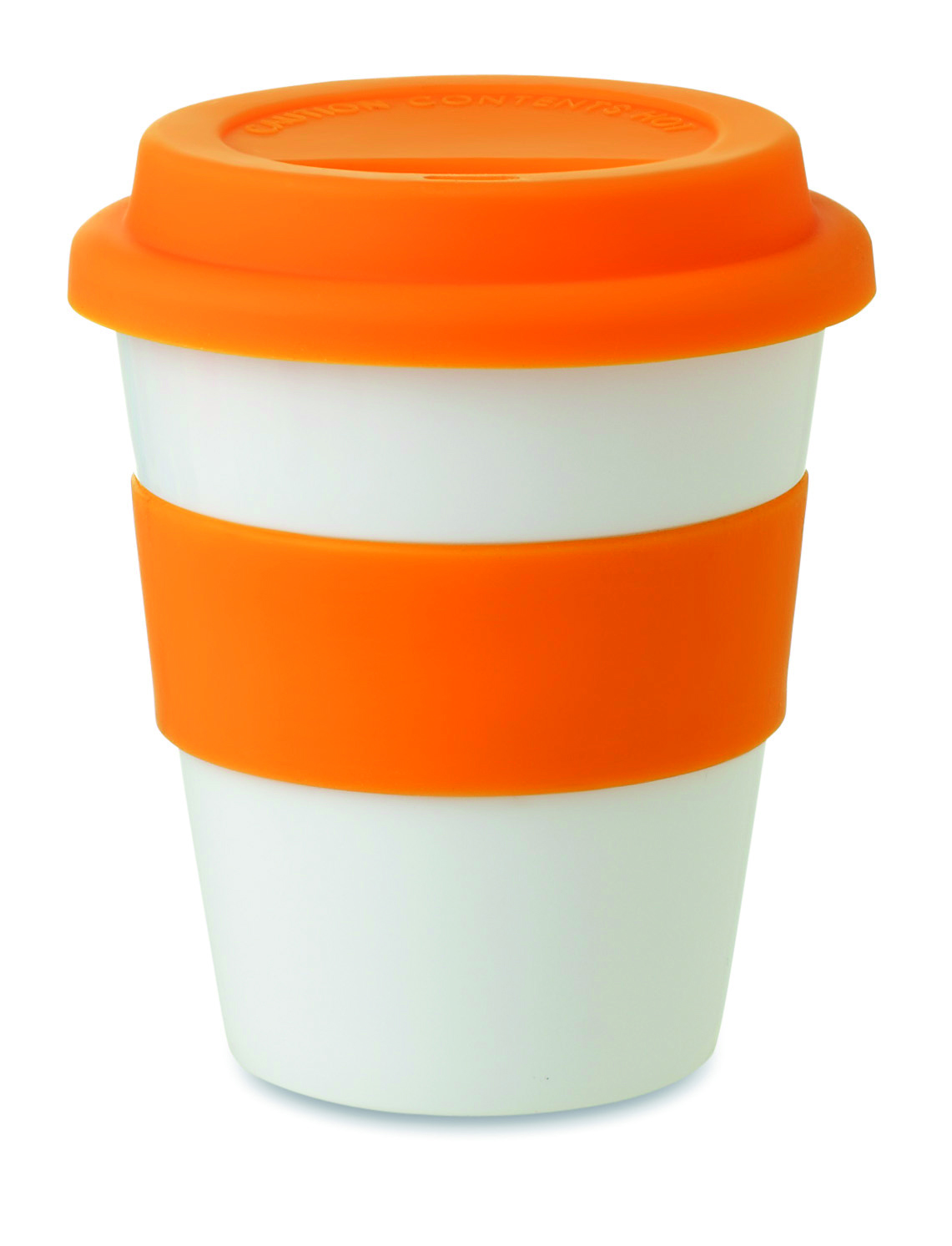 Trinkbecher, Kaffeebecher, Reisebecher, Orangene Deckel, Tragbar