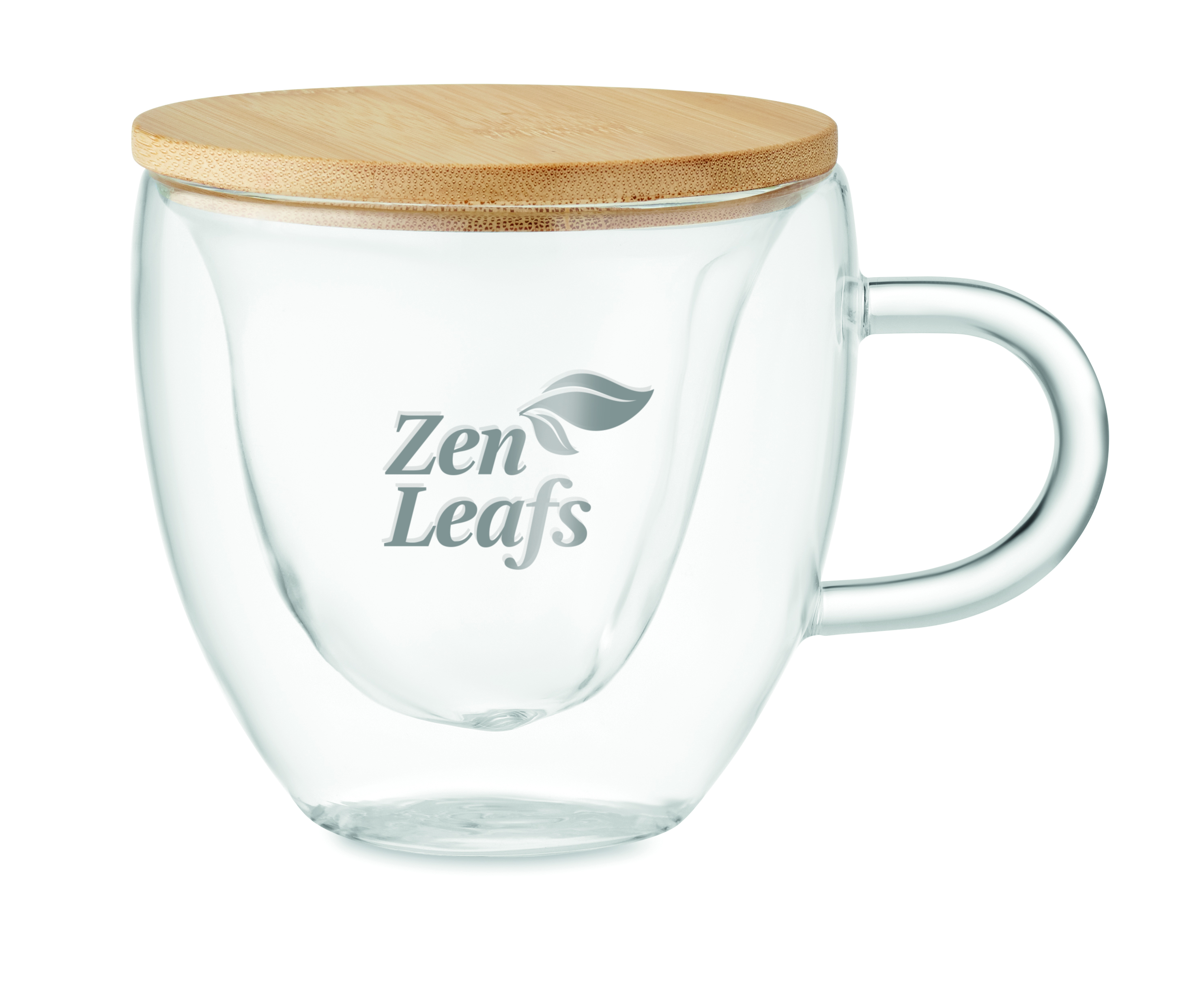 Glasbecher, Teebecher, Glass mug, Holzdeckel, Bambusdeckel