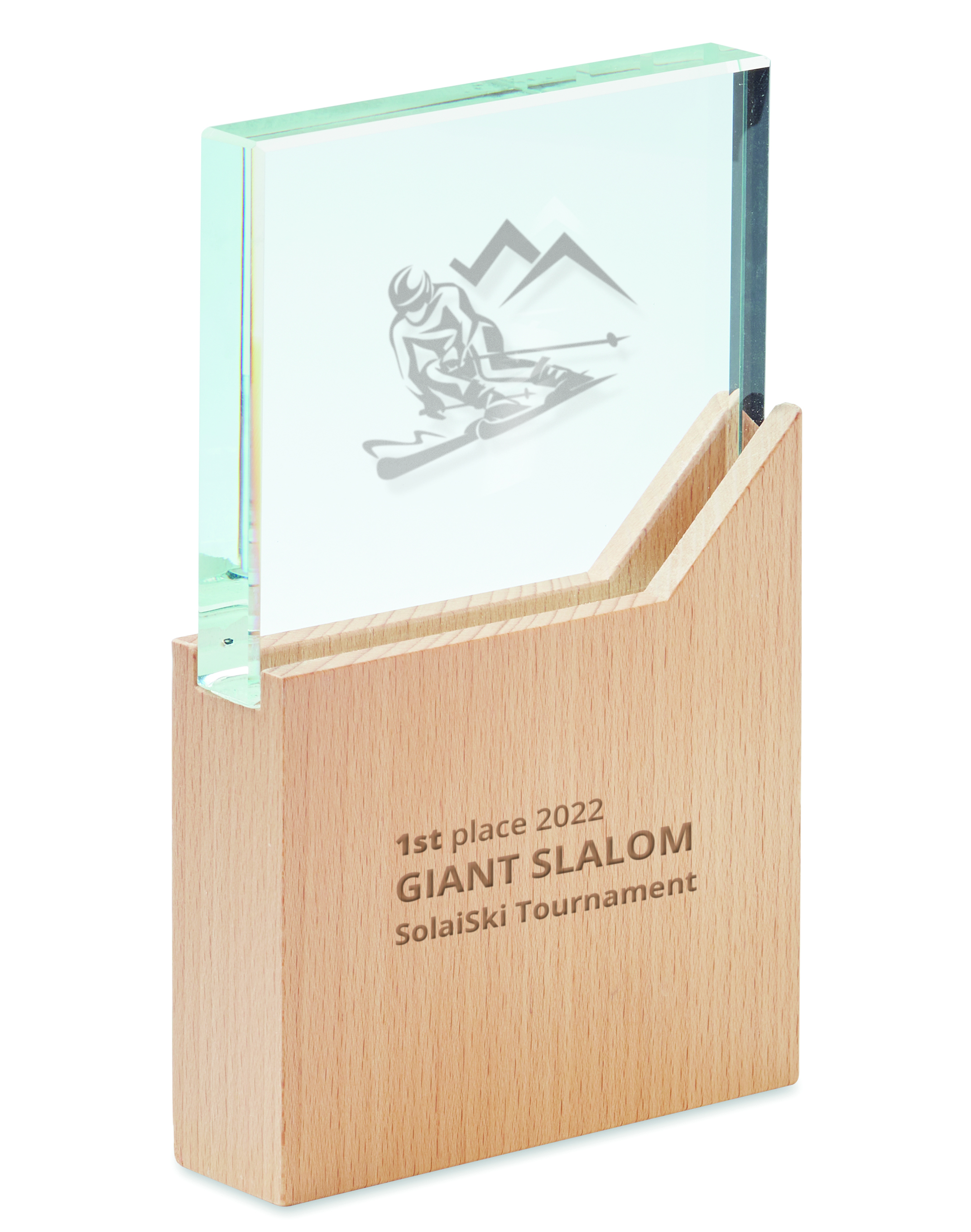 Trophäe, Glas, Holz, Ski-Turnier, 1st place 2022