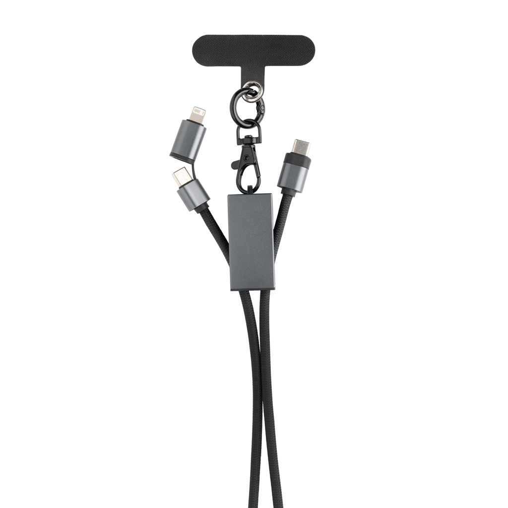 Elektrisches Gerät, Mikrophon, Lanyard, USB-C, Lightning, Kabel, Adapter, ladekabel, usb-c, 3-in-1, multiple-connector, kabelhalter, USB-C Kabel, Ladekabel, Mehrfachkabel, Schwarz, 3-in-1 Adapter