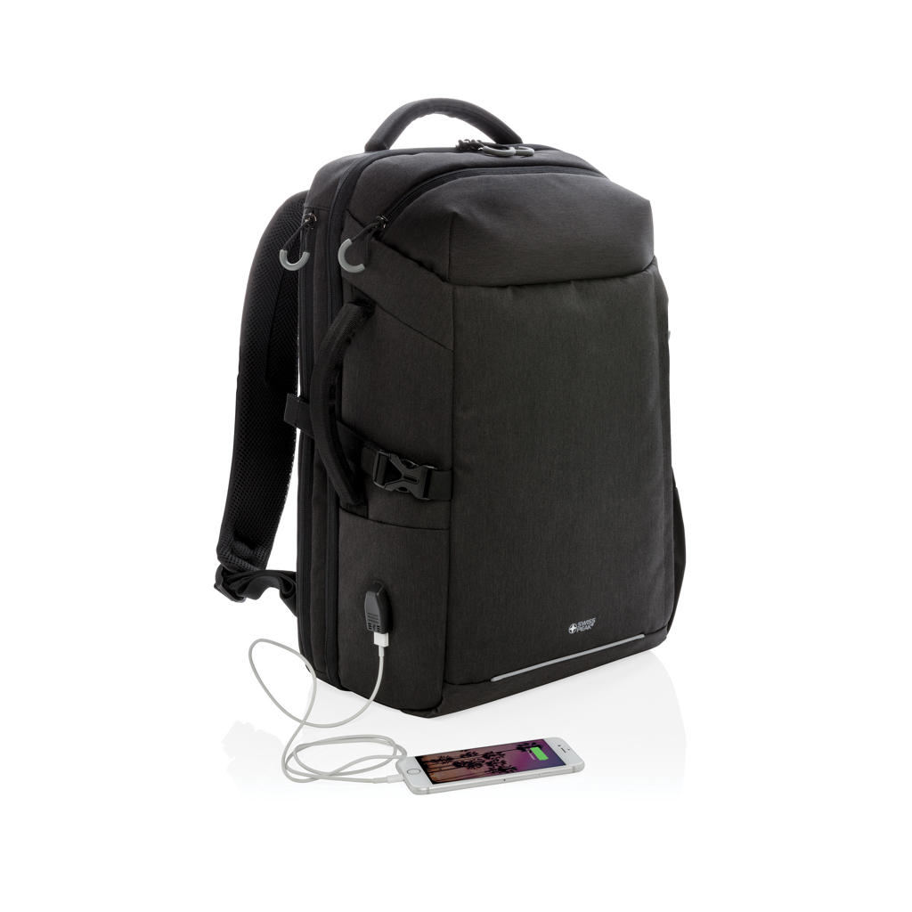 Rucksack, Laptop-Rucksack, Schwarz, USB-Ladeanschluss, Seitenhalterung, Rucksack, Laptop-Rucksack, Schwarz, Gepäck, USB-Ladeport, Rucksack, Schultertasche, Laptopfach, schwarz, Kabelanschluss