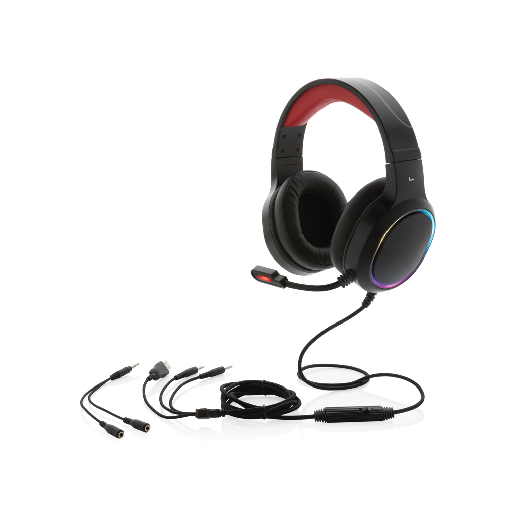 Elektronik, Kopfhörer, Kopfhörer, Gaming-Headset, Rundumpolster, Kabelgebundene Kopfhörer, RGB-Beleuchtung, Gaming-Headset, Over-Ear, USB/3,5mm, Mikrofon, RGB-Beleuchtung, Kopfhörer, Over-Ear, Gaming, RGB-Ring, Headset