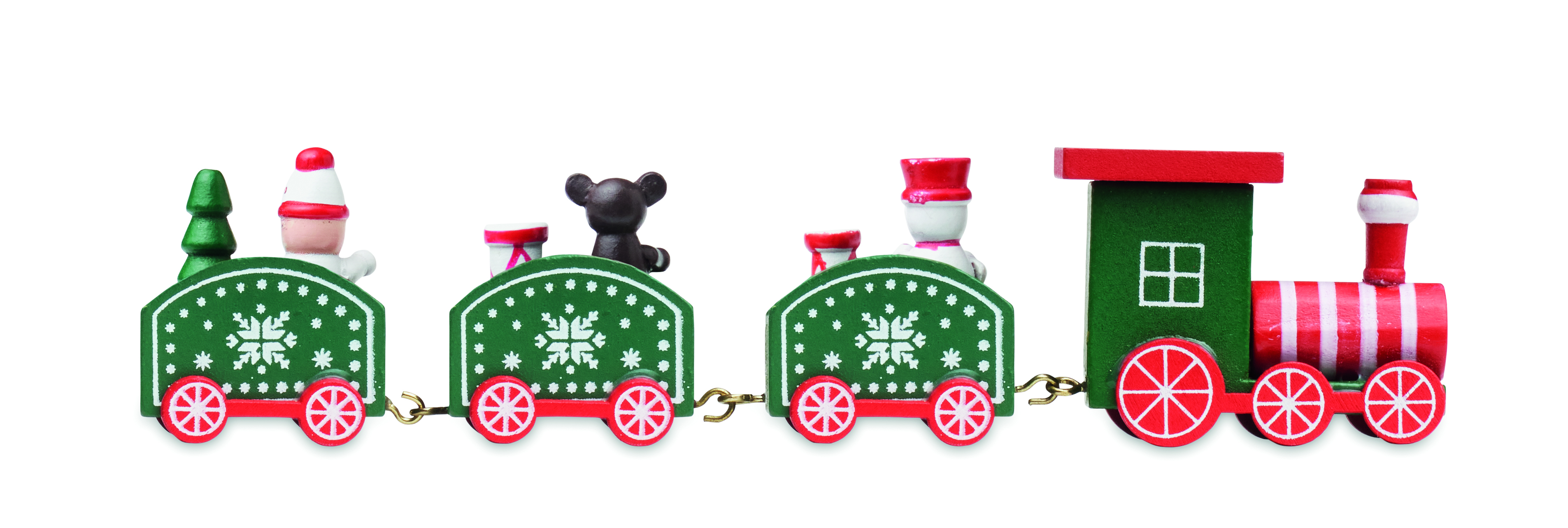 Holzspielzeug, Weihnachtstrain, Kleiner Zug, grün, rot, Holzspielzeug, Weihnachtstrain, kleinformatiger Zug, grün-rot, figur der Wagen, Holzspielzeug, Weihnachtstrain, Zugset, Grüne Waggons, rotes Lokomotivset