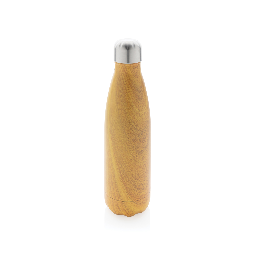 Thermosflasche, Wasserflasche, Holzoptik, Edelstahldeckel, Korkenlos-Design, flasche, Thermobehälter?, Holzoptik, Stahlkappe, stahlverschluss, flasche, trinkflasche, holz, holzoptik, metallkappe